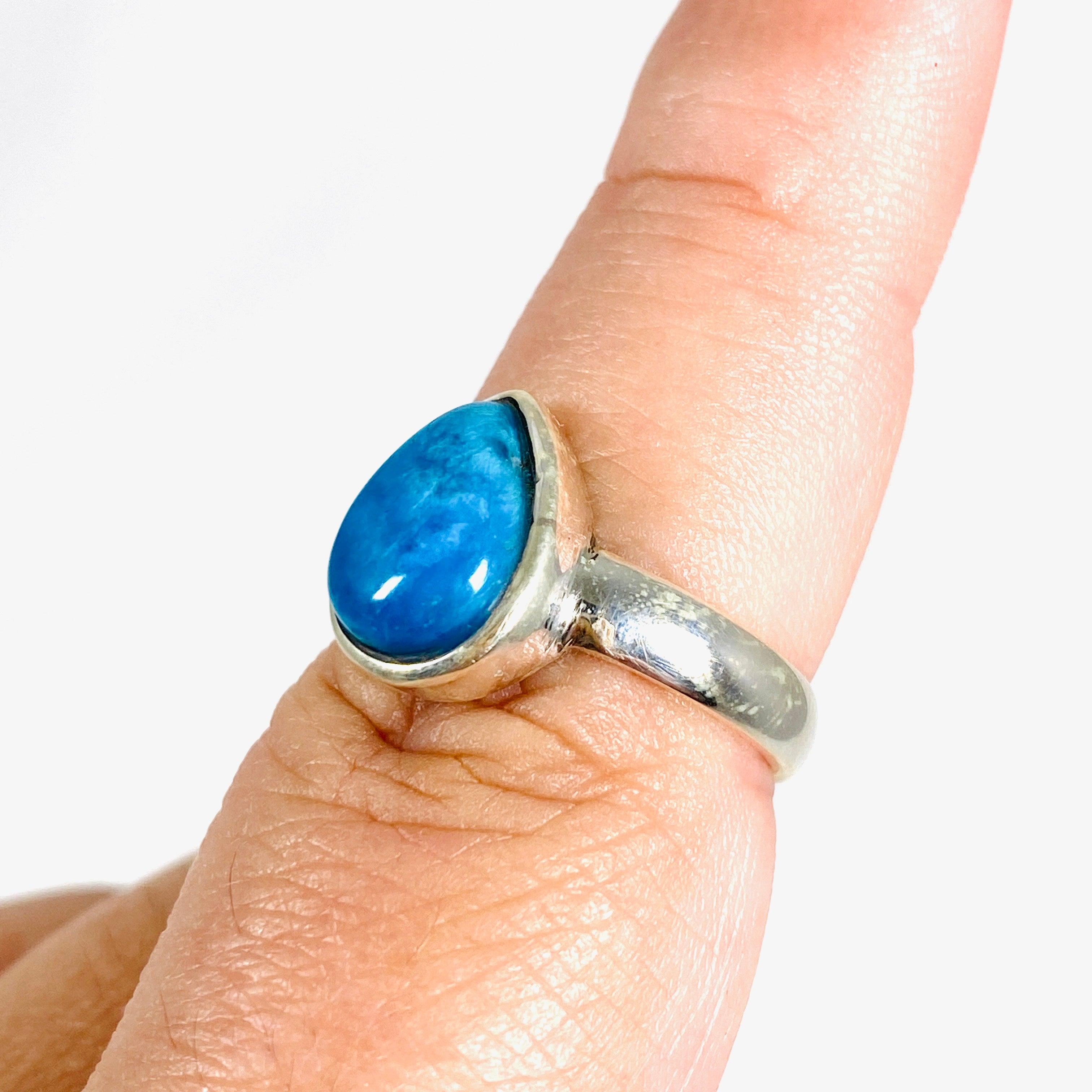 Cavansite Teardrop Ring - Size 8.5 PRGJ390 - Elegant Blue Crystal Jewelry for Women - Perfect for Weddings, Parties & Special Occasions