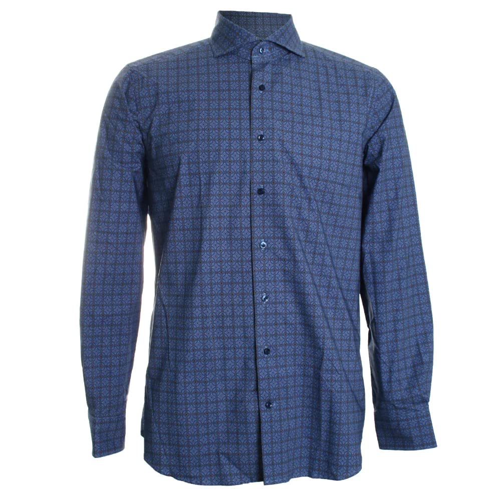 Emmanuel Berg Men's Classic Windowpane Plaid Dress Shirt - Formal & Business Casual Button Down Shirt for Office, Wedding & Special Occasions