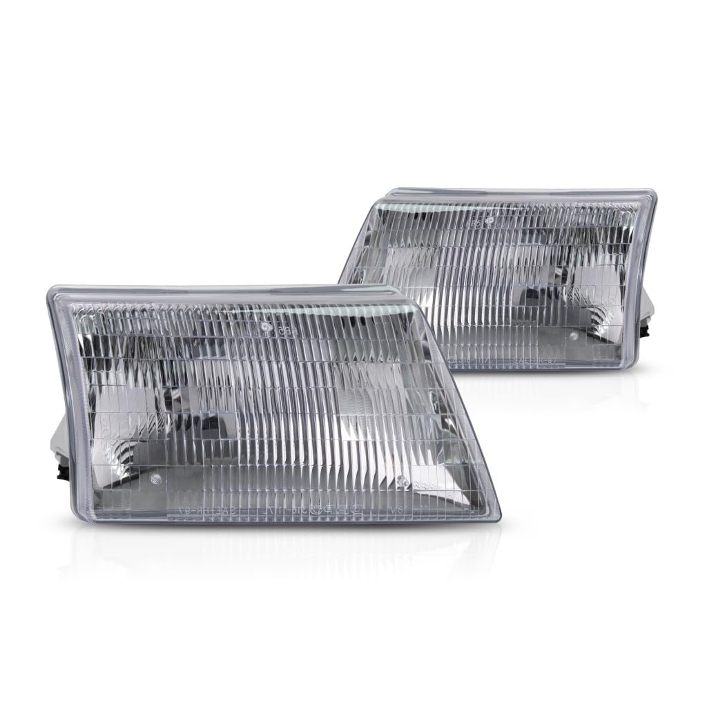 1998-2000 Mazda B3000 Headlight Assembly Pair - Driver & Passenger Side with Bulbs (MA2502113 & MA2503113) | Direct Fit Replacement | Improved Night Visibility for Safer Driving