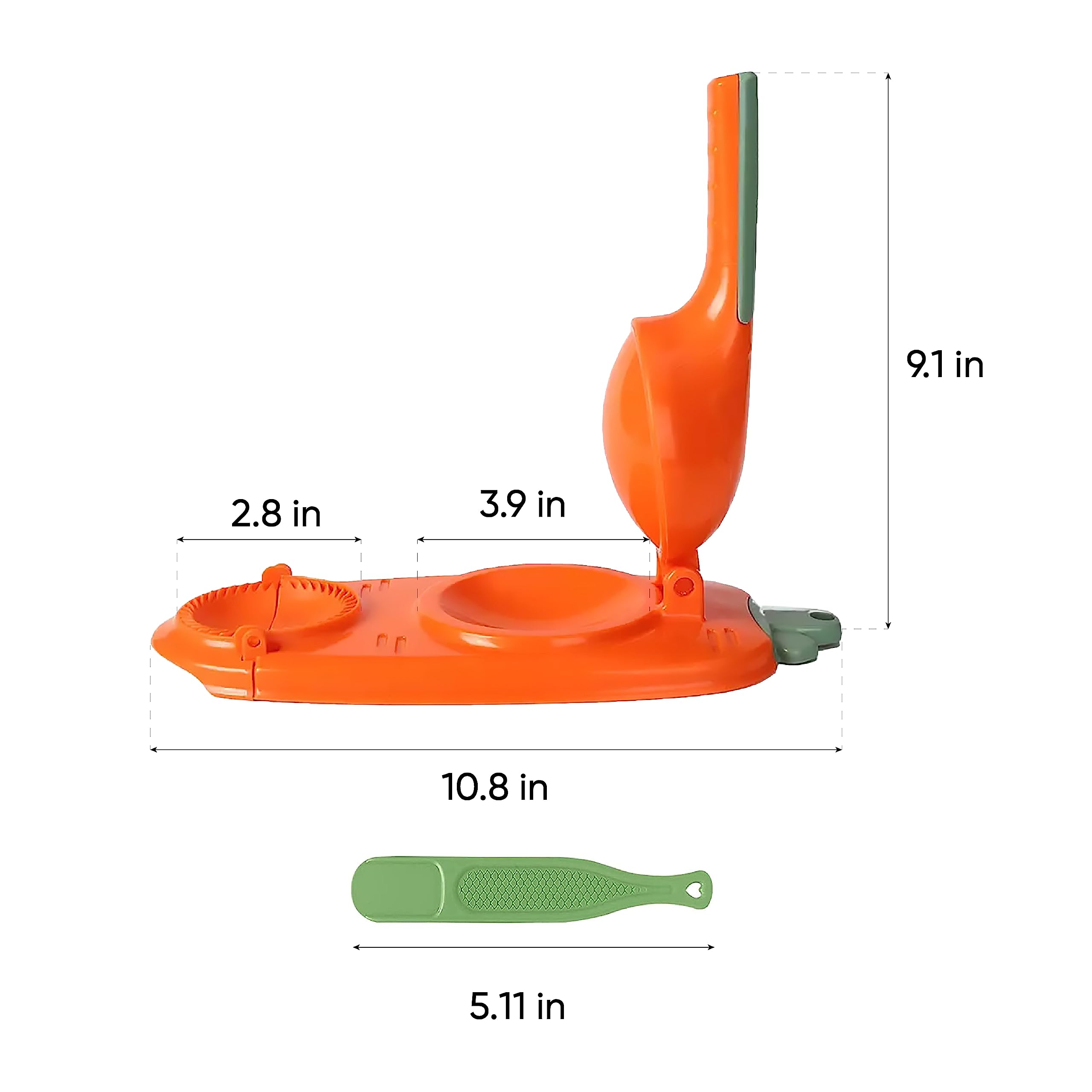 2-Pack 2-in-1 Dumpling Maker Press & Empanada Maker - Multifunctional Manual Dumpling Skin Press Mold Set for Homemade Gyoza, Pierogi, Wontons (Orange & Green) - Perfect for Asian Cooking, Family Meal Prep & Party Snack Making