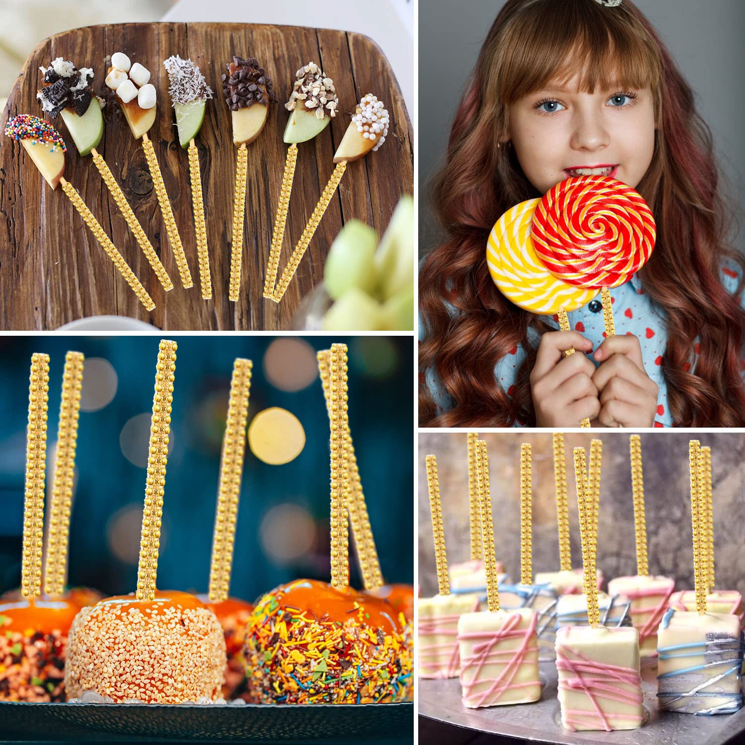 26Pcs Bling Sticks for Candy Apples - Caramel Apple Wooden Skewers with Glass Bags & Glitter Ribbons - Perfect for Chocolate, Fruit, Cake Pops - Great for Party Favors, Wedding Decorations & DIY Dessert Displays