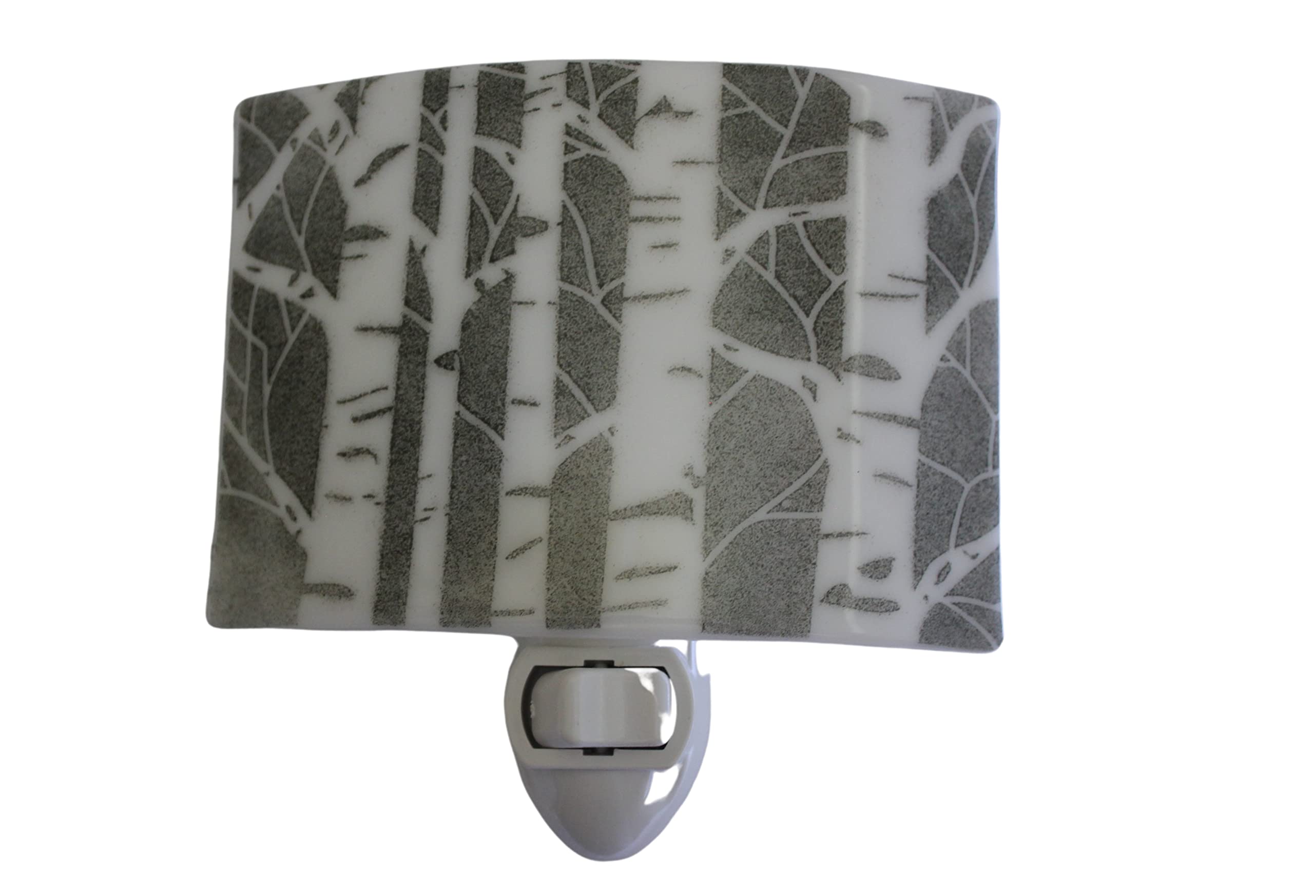 Fused Glass Aspen Tree Night Light - Black and White Silhouette Bedroom Lamp for Kids & Adults | Perfect for Nursery, Bedside, Hallway, and Relaxation
