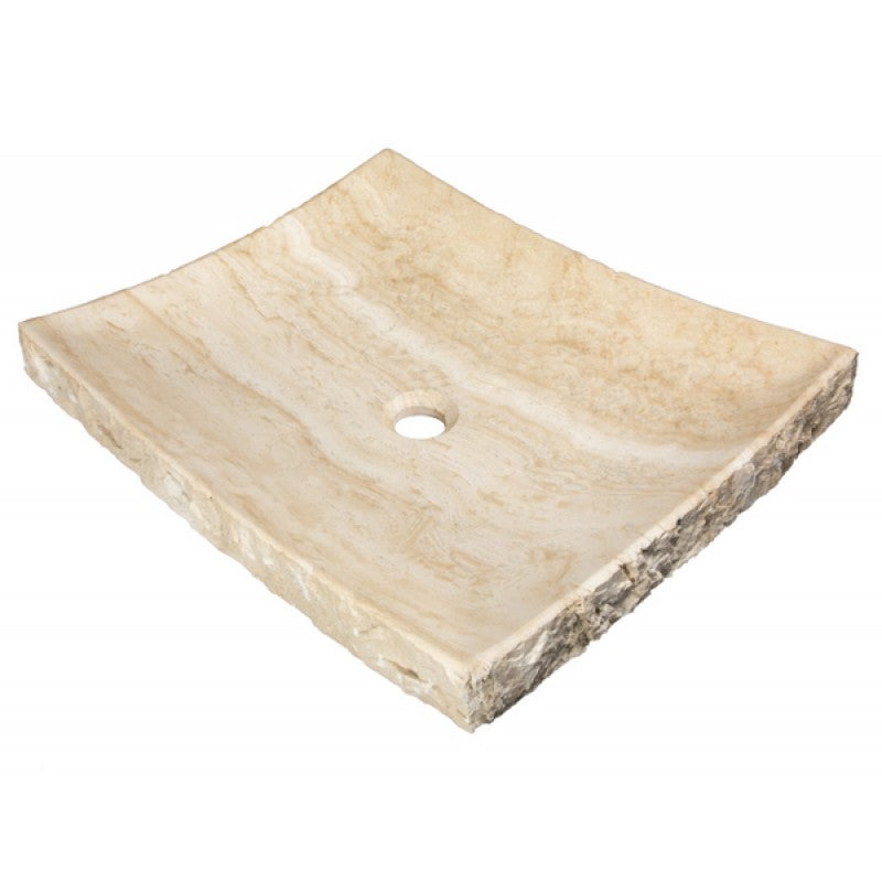 Large White Travertine Zen Vessel Sink - Modern Bathroom Vanity Sink for Spa, Luxury Home & Hotel Decor