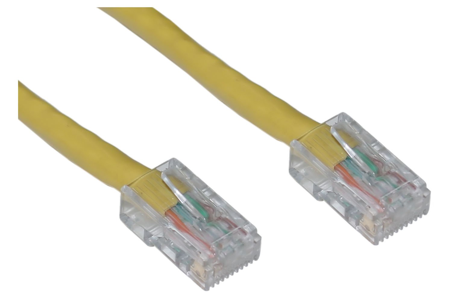 Premium Cat5E Yellow Ethernet Patch Cable - 2 Foot, Bootless Design - High-Speed Internet & Network Connection for Home, Office & Gaming Setup