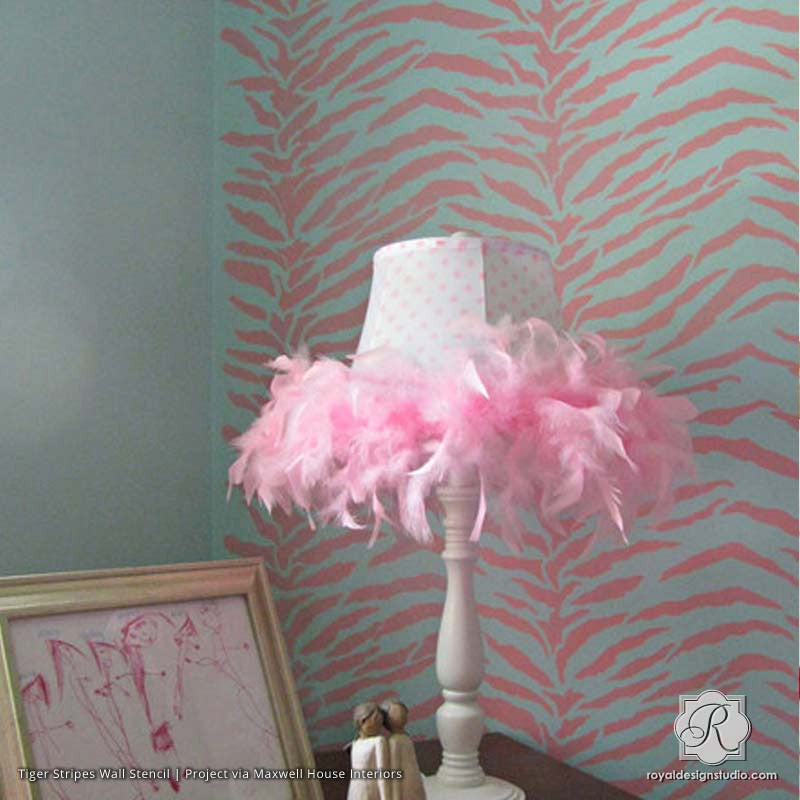 Tiger Stripes Allover Wall Stencil - Reusable DIY Painting Template for Jungle, Safari & Kids Room Decor - Perfect for Home, Nursery & Accent Walls