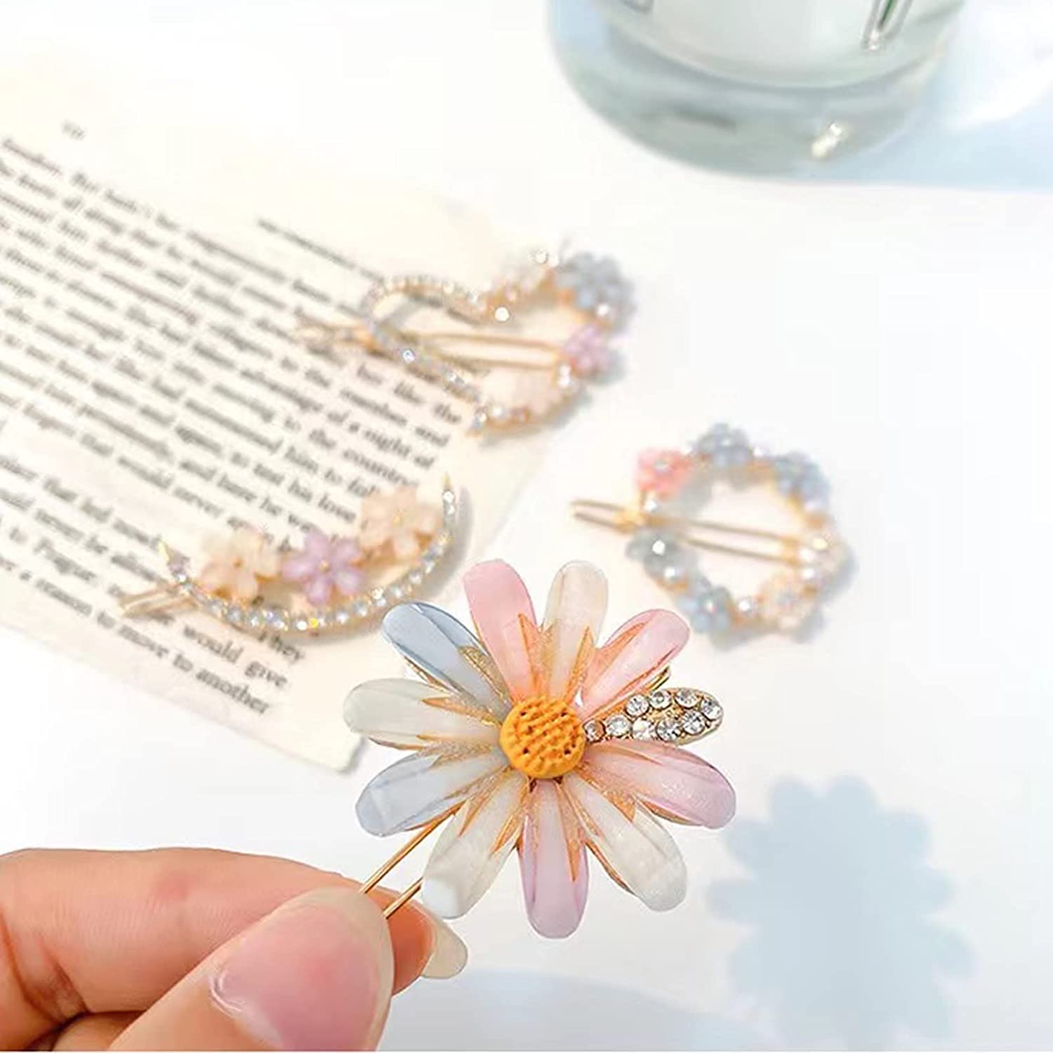 8PCS Floral Hair Clips for Women - HAPPYMATES Decorative Bobby Pins Set for Wedding, Party & Everyday Use | Elegant Hair Accessories for Girls & Women
