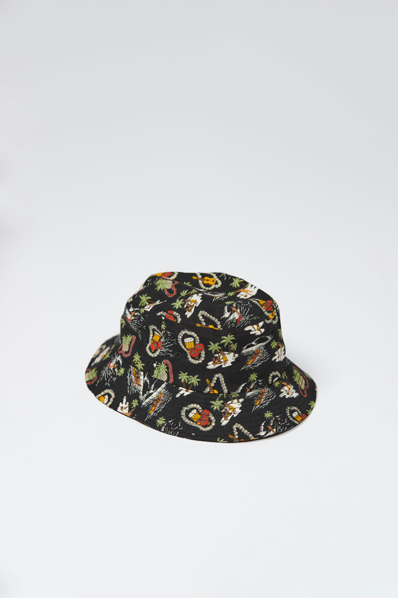 Lite Year Hawaiian Bucket Hat for Men & Women - Breathable Sun Protection Summer Beach Hat, Black - Perfect for Beach Vacation, Surfing, and Outdoor Activities