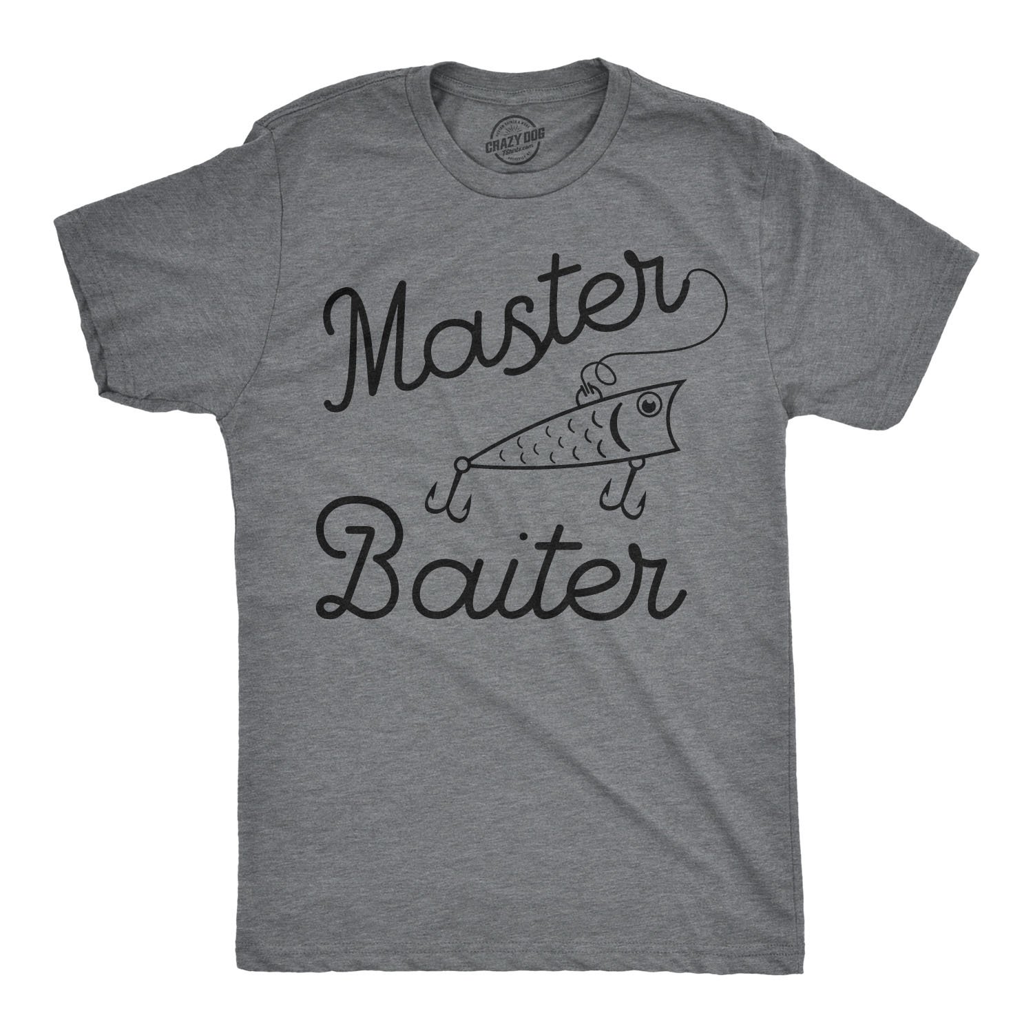 Funny Fishing T-Shirt for Men - Crazy Dog 'Master Baiter' Humorous Outdoor Tee - Perfect for Fishing Trips, Birthday Gifts & Casual Wear