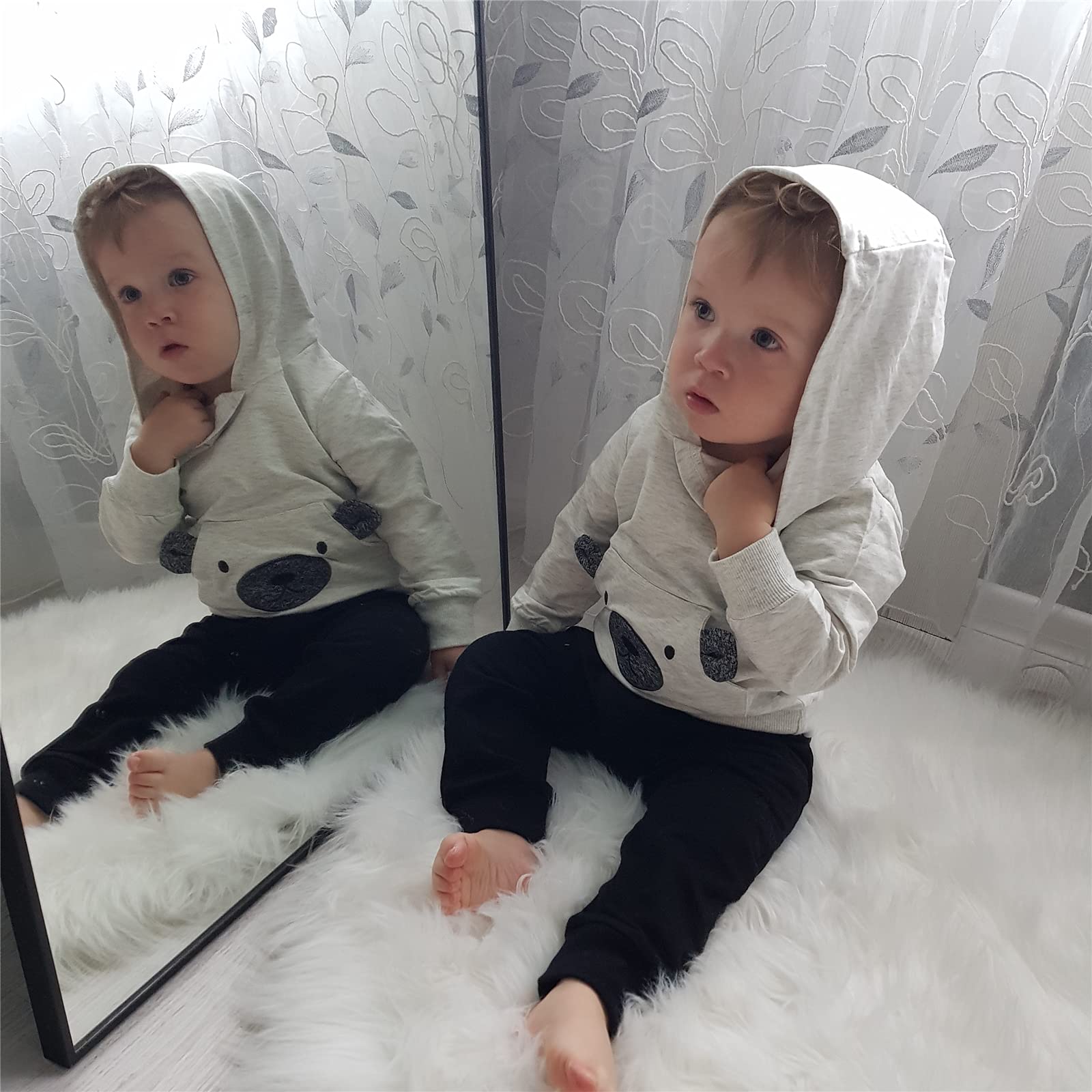 Adorable Animal Print Baby Boy Clothes Set - Soft Long Sleeve Hoodie & Pants Outfit for Toddlers & Infants | Perfect for Playdates, Family Photos & Everyday Comfort