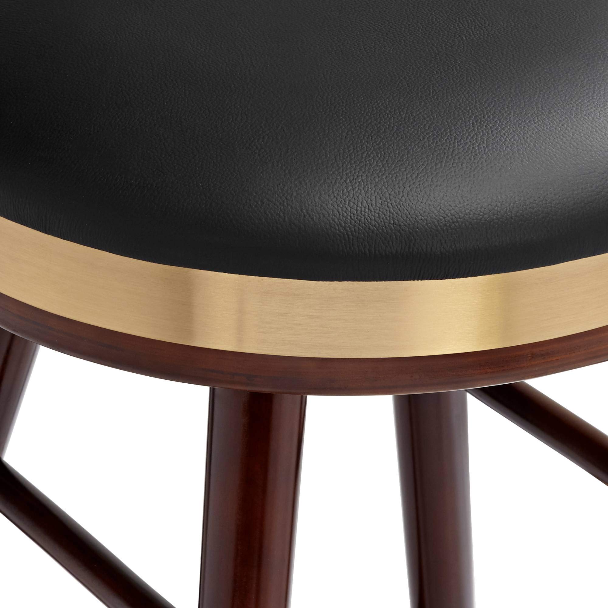 Studio 55D Parker Walnut Wood & Gold Metal Bar Stool - 25.5