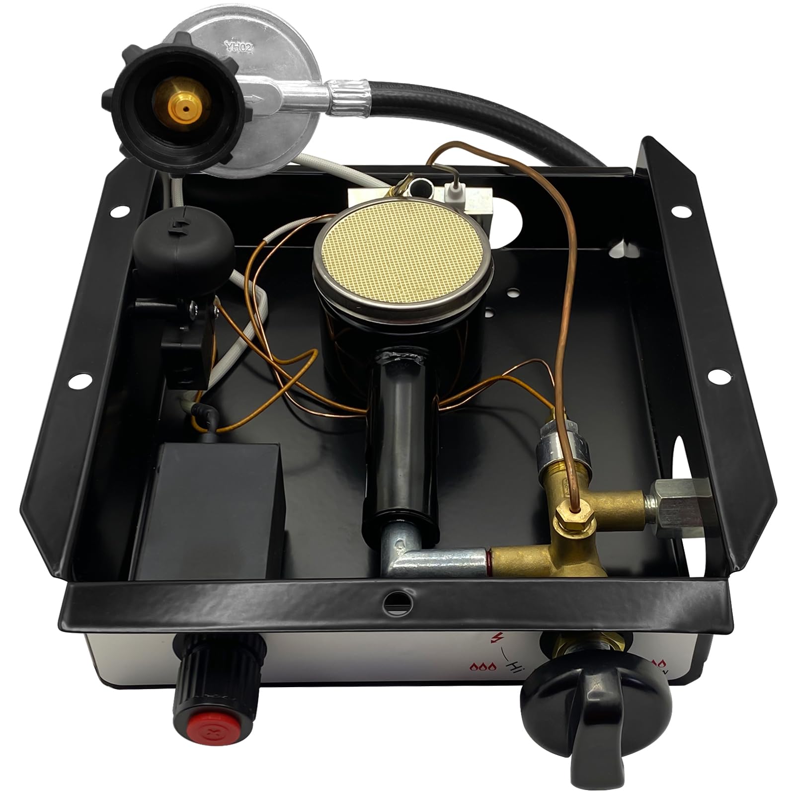 Hiland Square Patio Heater Replacement Parts - 5 Bolt Hole Glass Tube Burner Module with Regulator Valve Assembly | Compatible with Hiland Square Glass Tube Heaters | Perfect for Outdoor Patio, Deck, and Garden Heating