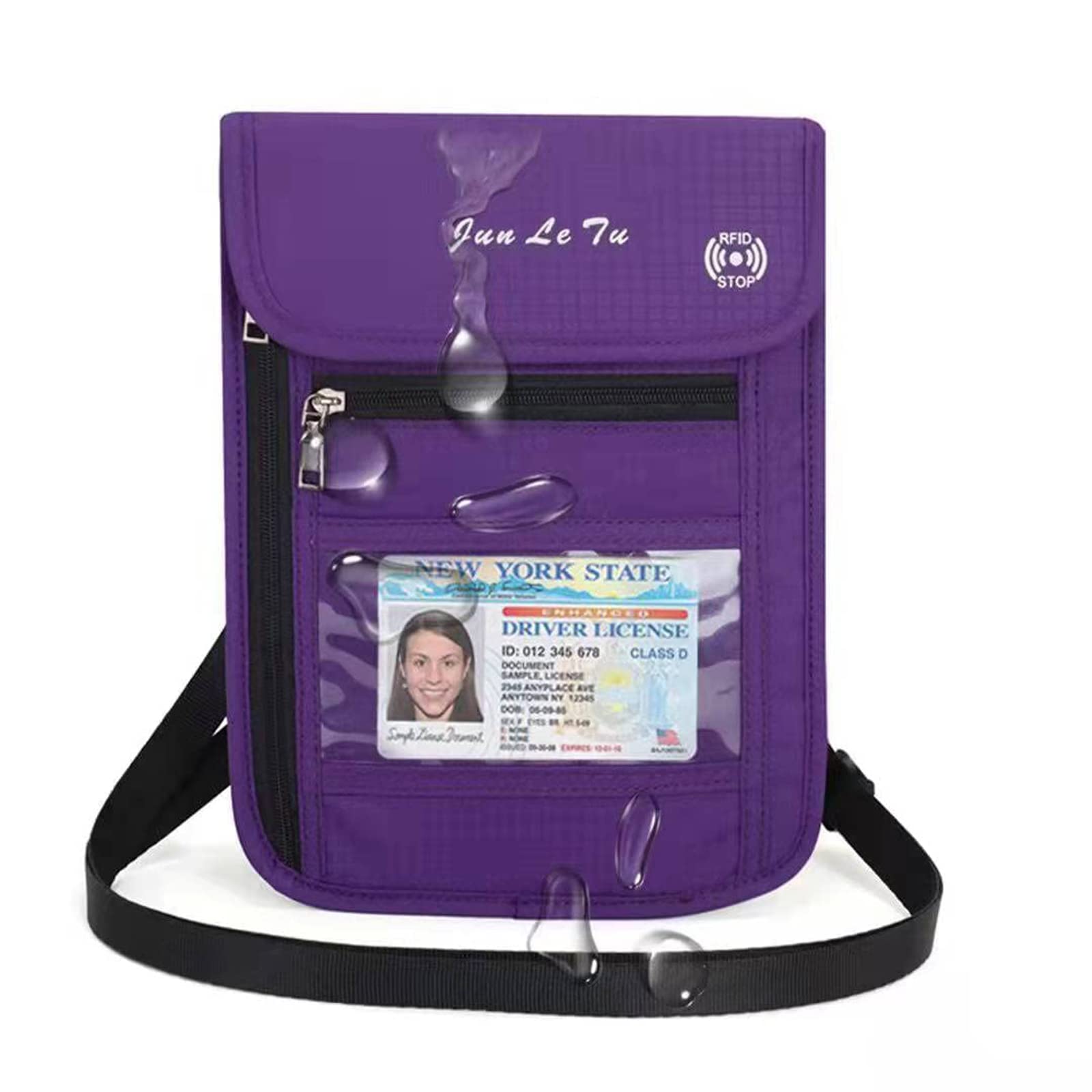RFID Blocking Passport Holder with Clear Window - Waterproof Travel Wallet for Men & Women | Organize ID, Credit Cards & Travel Documents | Perfect for Airports, Vacations & Business Trips (Purple)