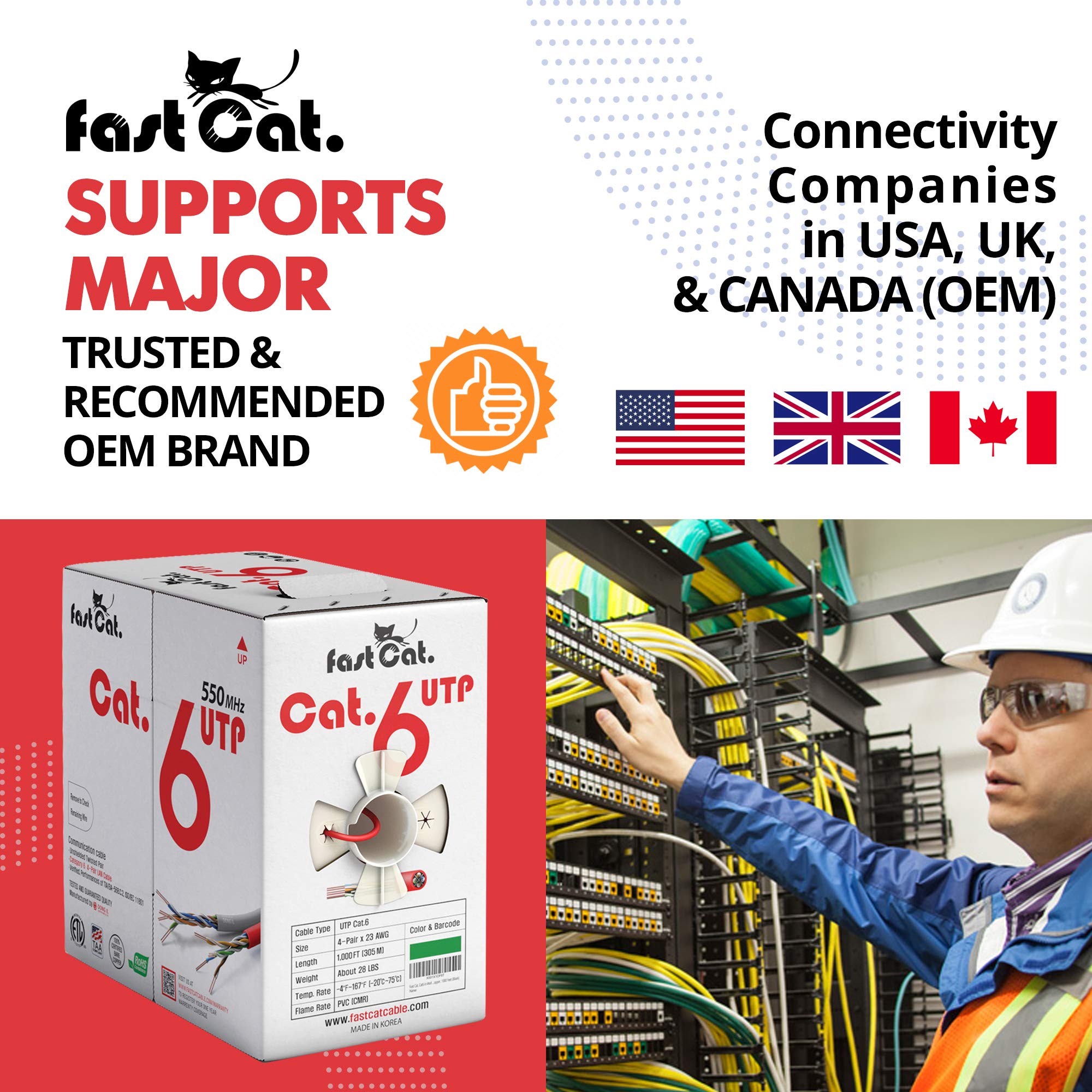 High-Speed Cat 6 Ethernet Cable 1000ft (Blue) - 23 AWG, CMR Rated, Solid Bare Copper Wire, Noise-Reducing Cross Separator - 550MHz/10Gbps UTP LAN Cable for Home, Office & Data Center Networking