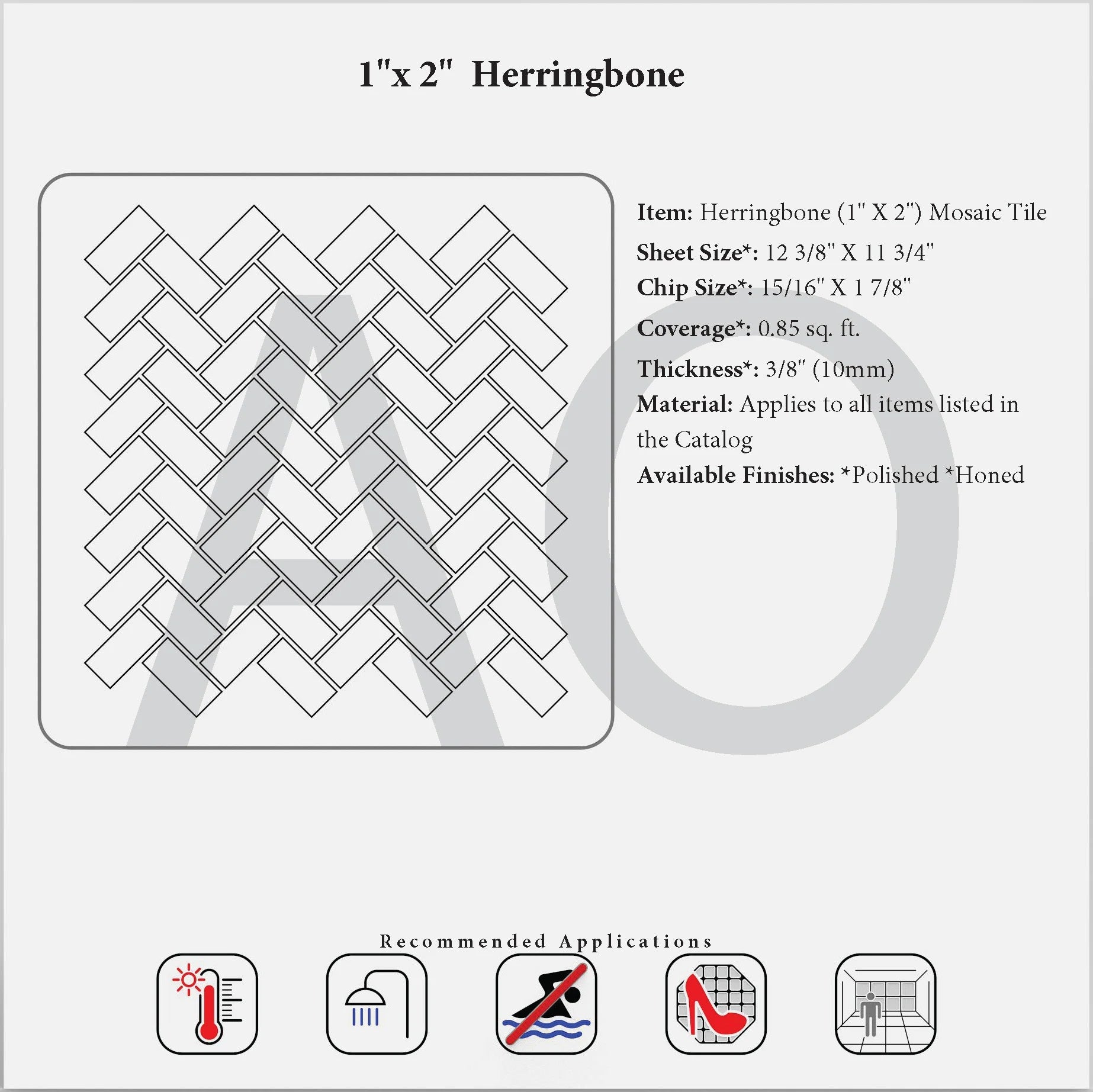 Calacatta Gold Marble 1x2 Herringbone Mosaic Tile - Premium Natural Stone Backsplash for Kitchen & Bathroom