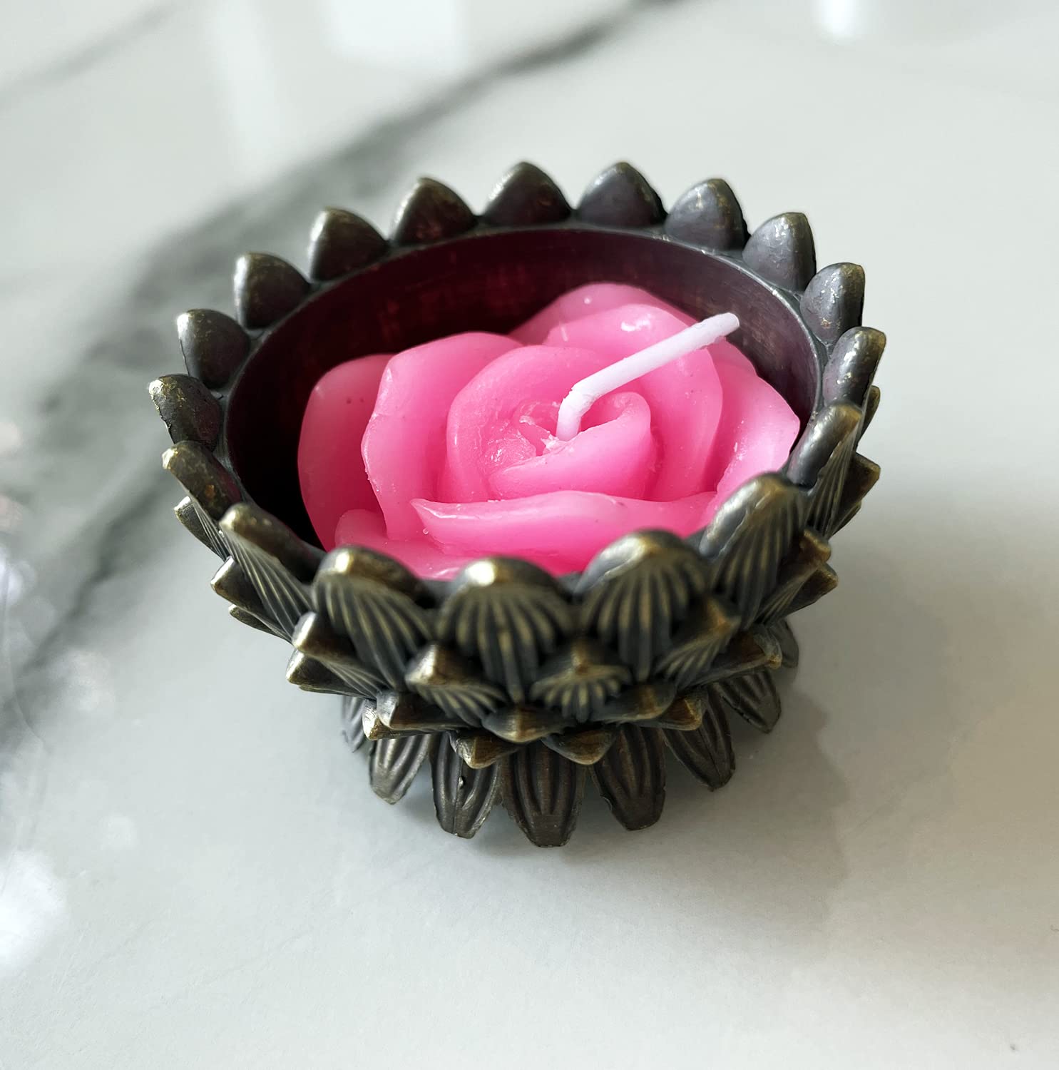 12PCS Handmade Rose Tealight Candles with 100 Silk Petals - Floral Mini Candle Discs for Wedding Decor, Anniversary, Birthday Party, Home Decoration, Spa Relaxation & Romantic Ambiance (Pink)