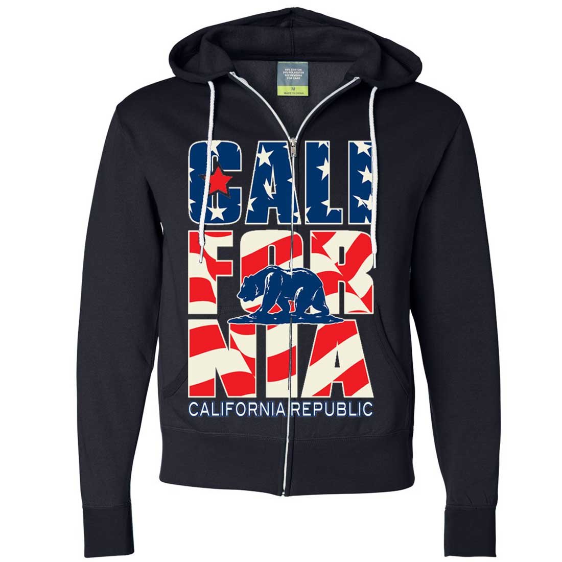 California Republic USA Flag Zip-Up Hoodie - Dolphin Shirt Co for Streetwear