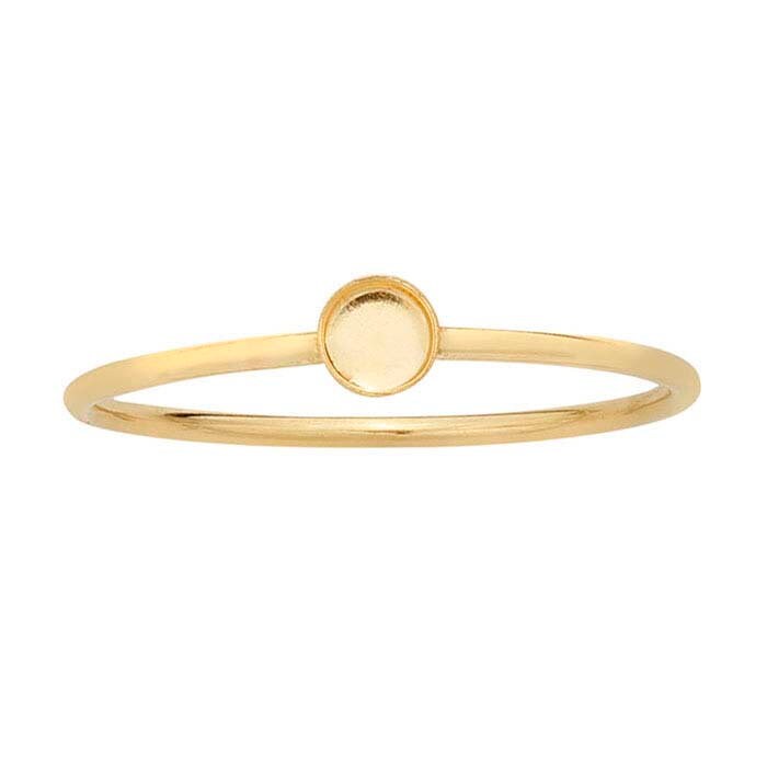 14K/20K Yellow Gold Filled Round Cabochon Ring Mounting - 3mm, 4mm, 5mm, 6mm, 8mm Sizes - Blank Cabochon Setting for Size 5 to 8 - Perfect for Jewelry Making, DIY Rings, and Custom Gemstone Designs