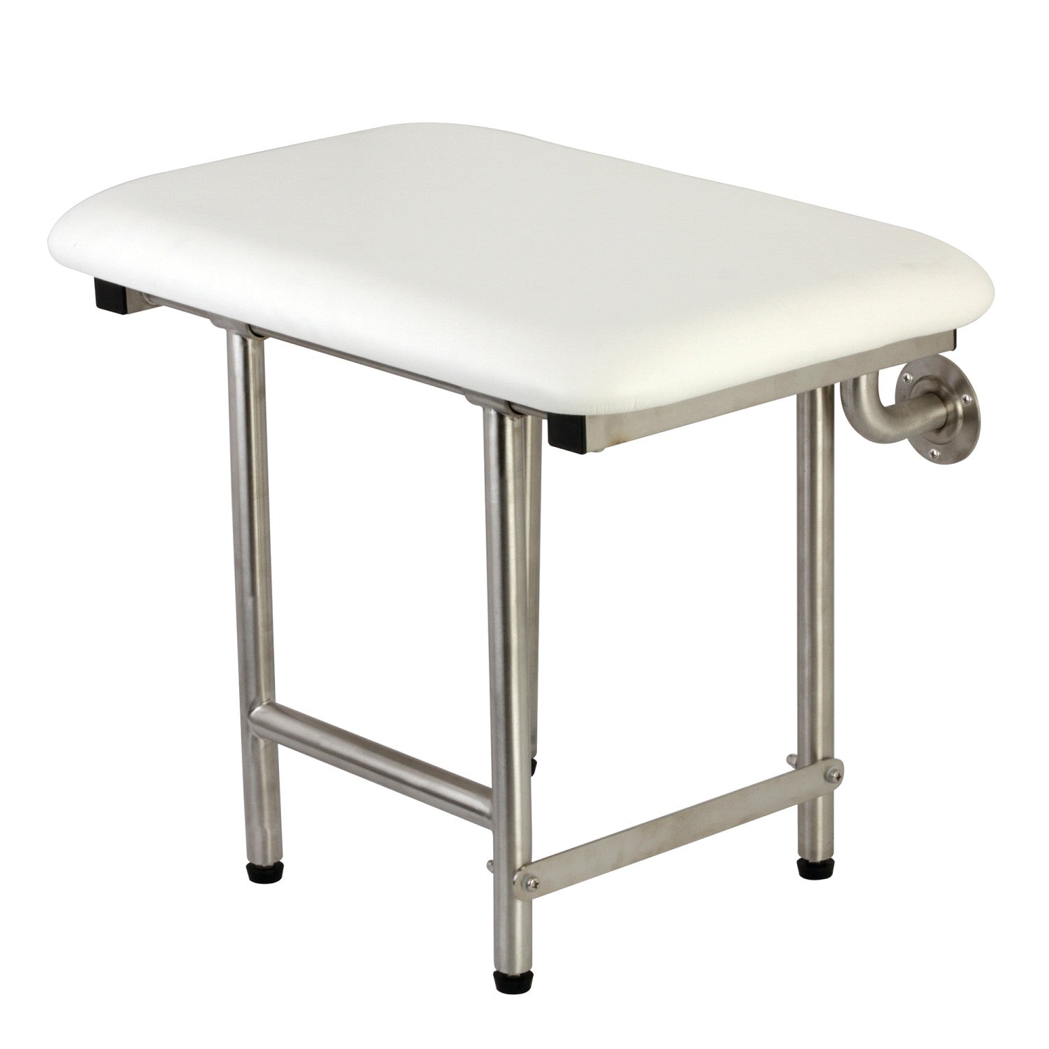 ADA Compliant 22x16 Inch Fold Down Shower Seat with Legs Support - Brushed Stainless Steel Wall Mount Bench for Elderly & Disabled - Perfect for Bathroom Safety & Accessibility