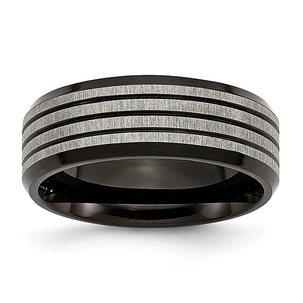 ICE CARATS Titanium Black 8mm Band Ring - Elegant Wedding & Fashion Jewelry for Women | Durable Comfort Fit Ring for Everyday Wear, Anniversary & Valentine's Day Gifts for Her