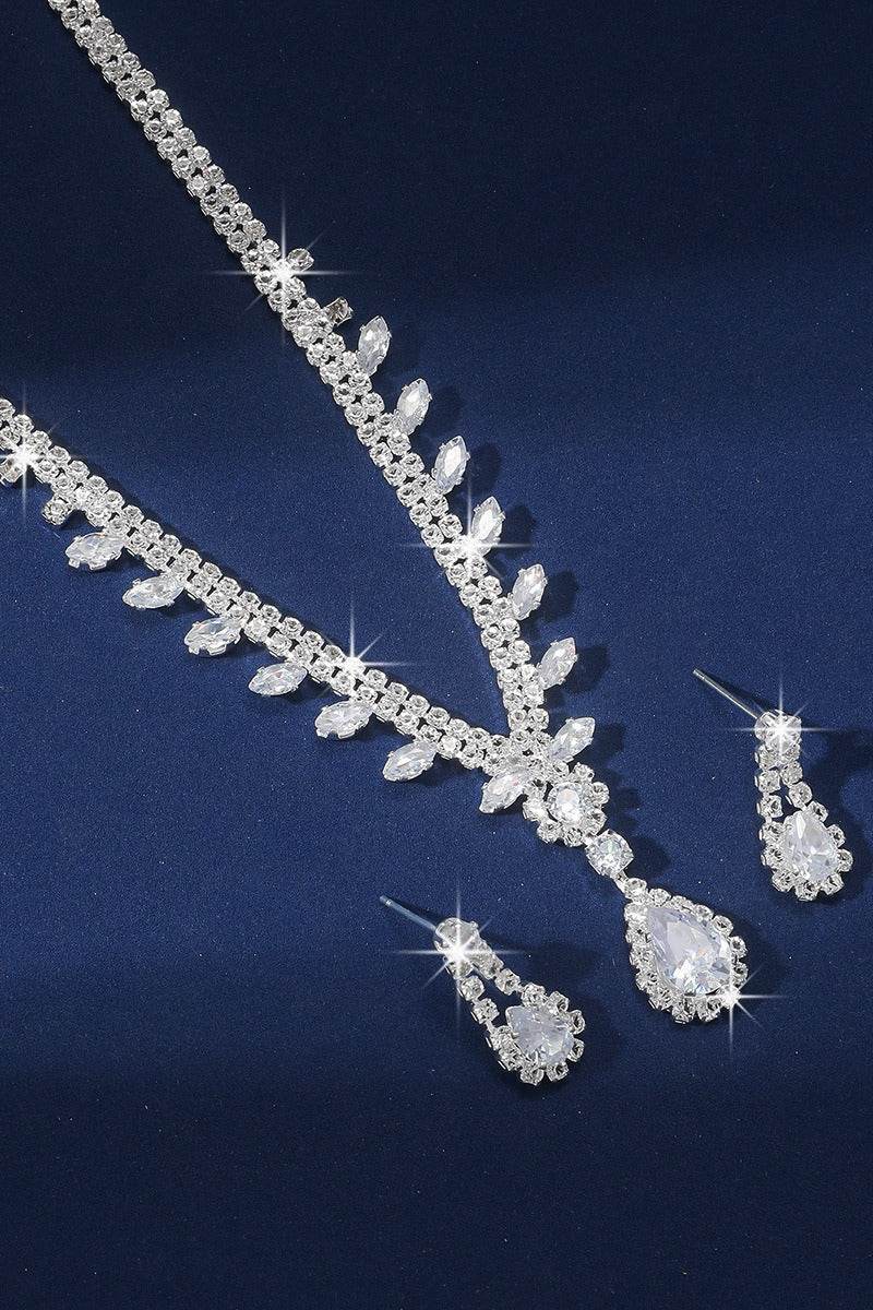 Stunning Zircon Earrings & Necklace Jewelry Set (2-Piece) - Perfect for Weddings, Parties & Special Occasions | 744226327188