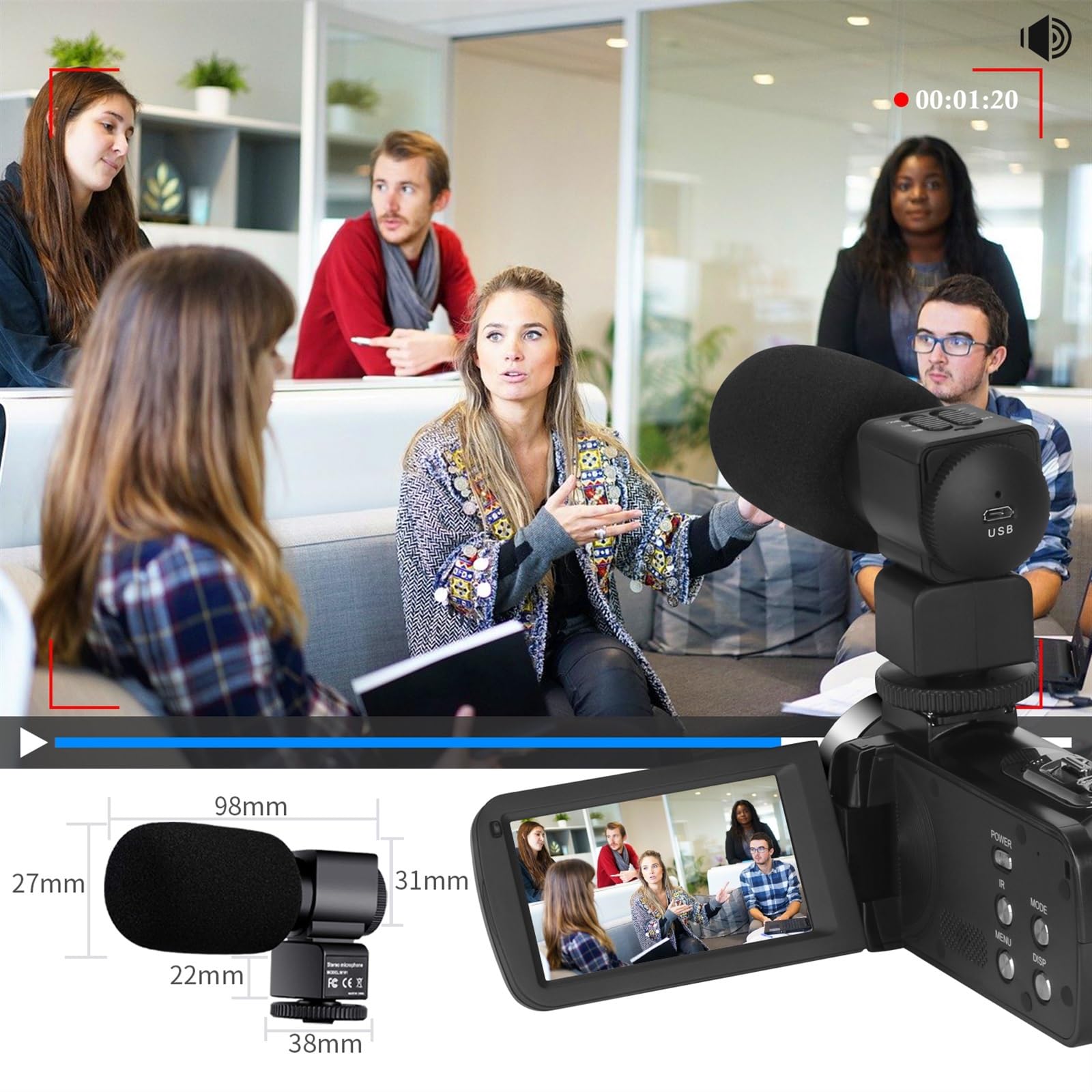 4K WiFi Camcorder UHD Digital Web Camera with 18X Zoom & Auto Focus - Perfect for Vlogging, Live Streaming, and Home Security (No SD Card Included)