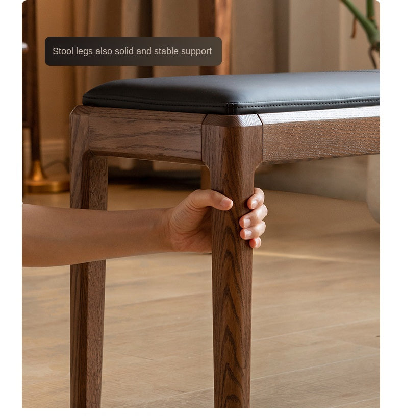 Solid Oak & Black Walnut Nordic Style Long Bench - Modern Wooden Sofa for Living Room, Bedroom, Entryway & Dining Area