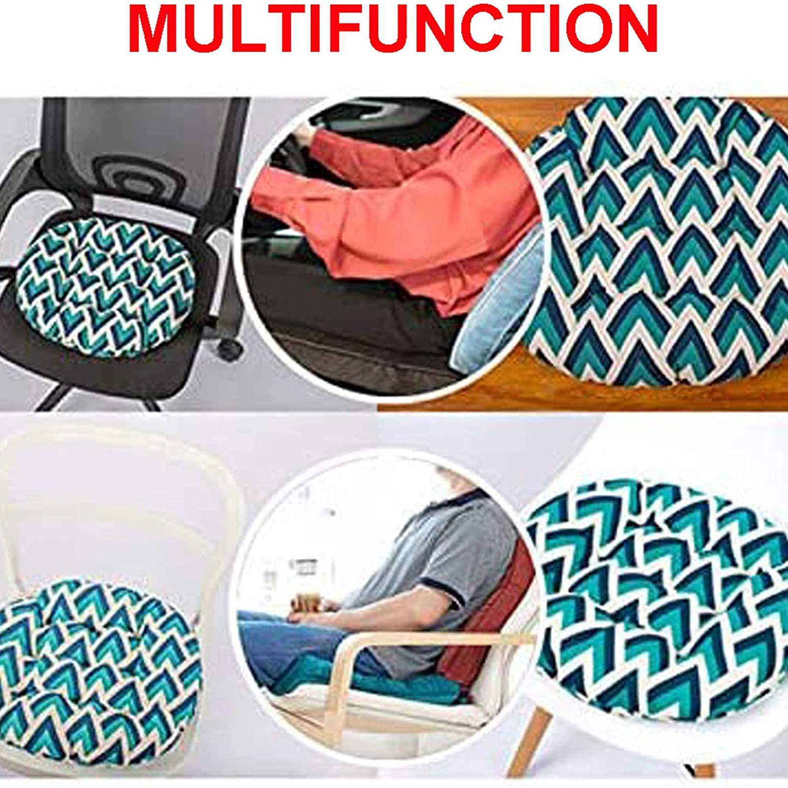 40x40cm Square Chair Cushions Set of 4 - Thick Fiber Filled Cotton Seat Pads with Ties for Dining Chairs, Patio Furniture & Outdoor Use - Comfortable Home & Garden Decor Accessories