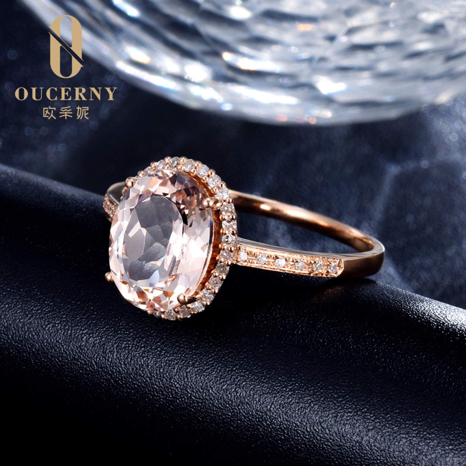 Daesar 18K Rose Gold Morganite Promise Ring for Women - 1.9ct Oval Cut Engagement Wedding Band - Romantic Gift for Anniversary, Valentine's Day & Proposal (Perfect for Everyday Wear & Special Occasions)