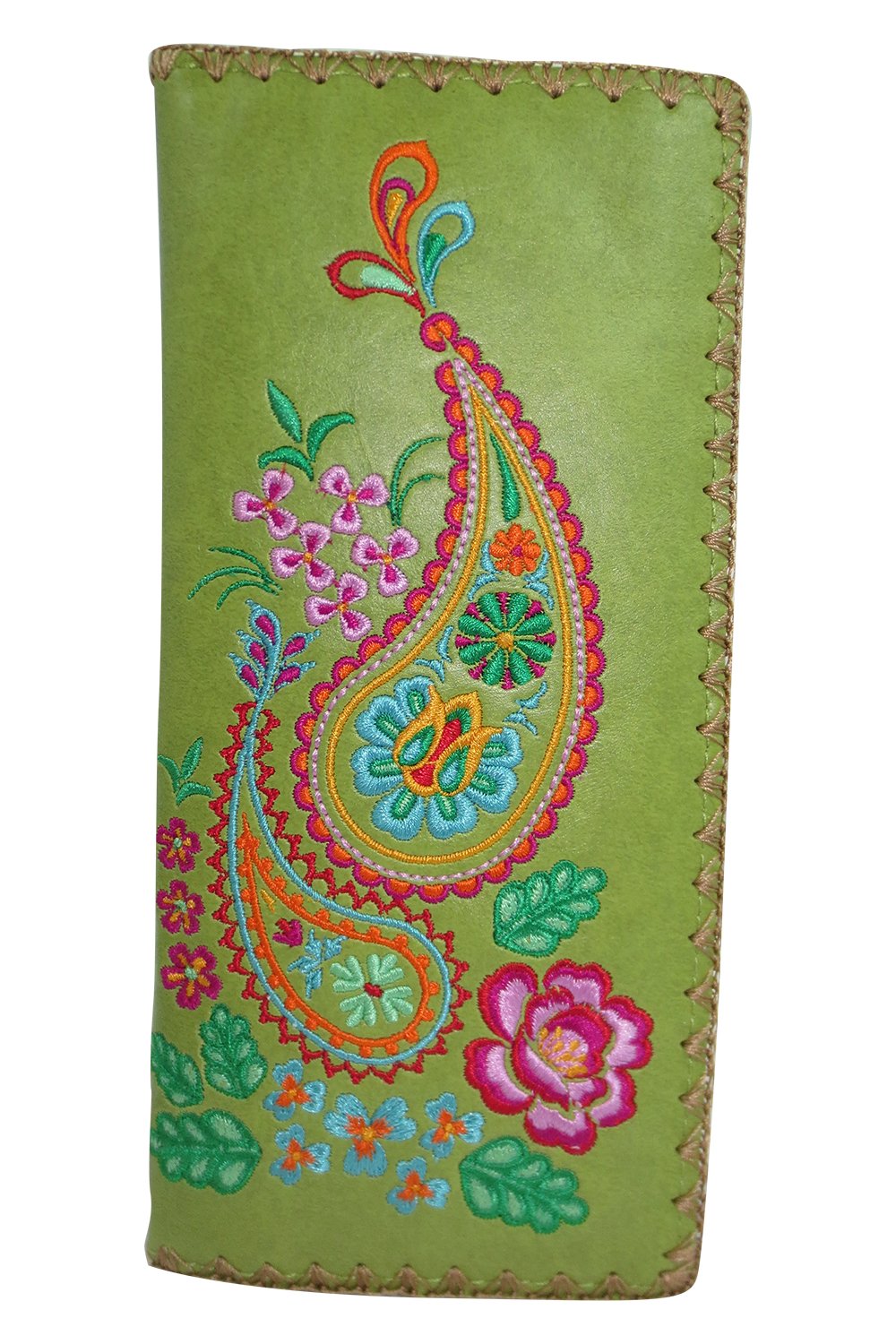 Lavishy Divine Paisley & Rose Embroidered Large Women's Wallet - Stylish Clutch Purse for Everyday Use, Travel & Special Occasions