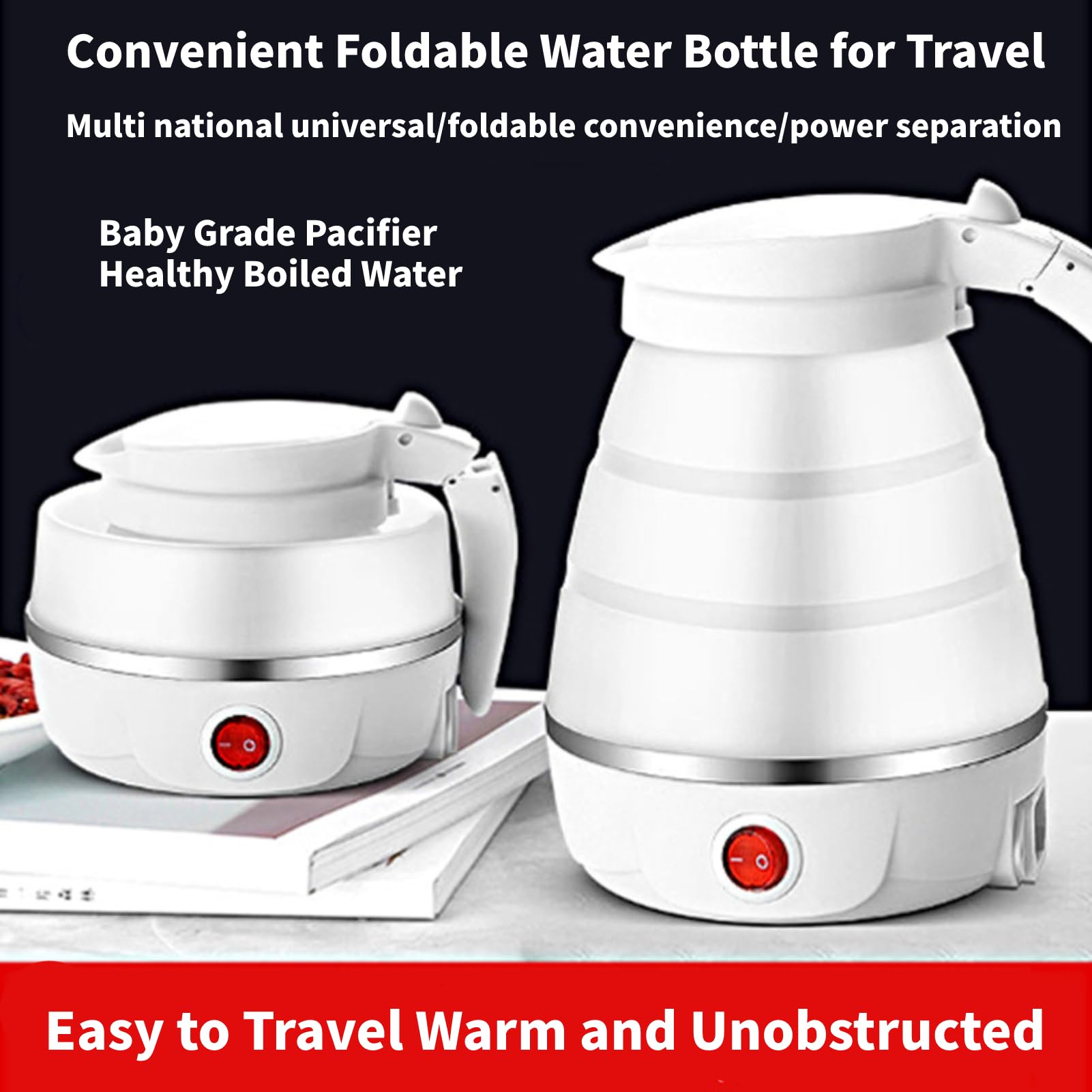 Foldable Electric Travel Kettle - Portable Silicone Water Boiler for Tea, Coffee & Cooking | Compact, Food-Grade & Fast Heating | Perfect for Camping, Office & Dorm Use