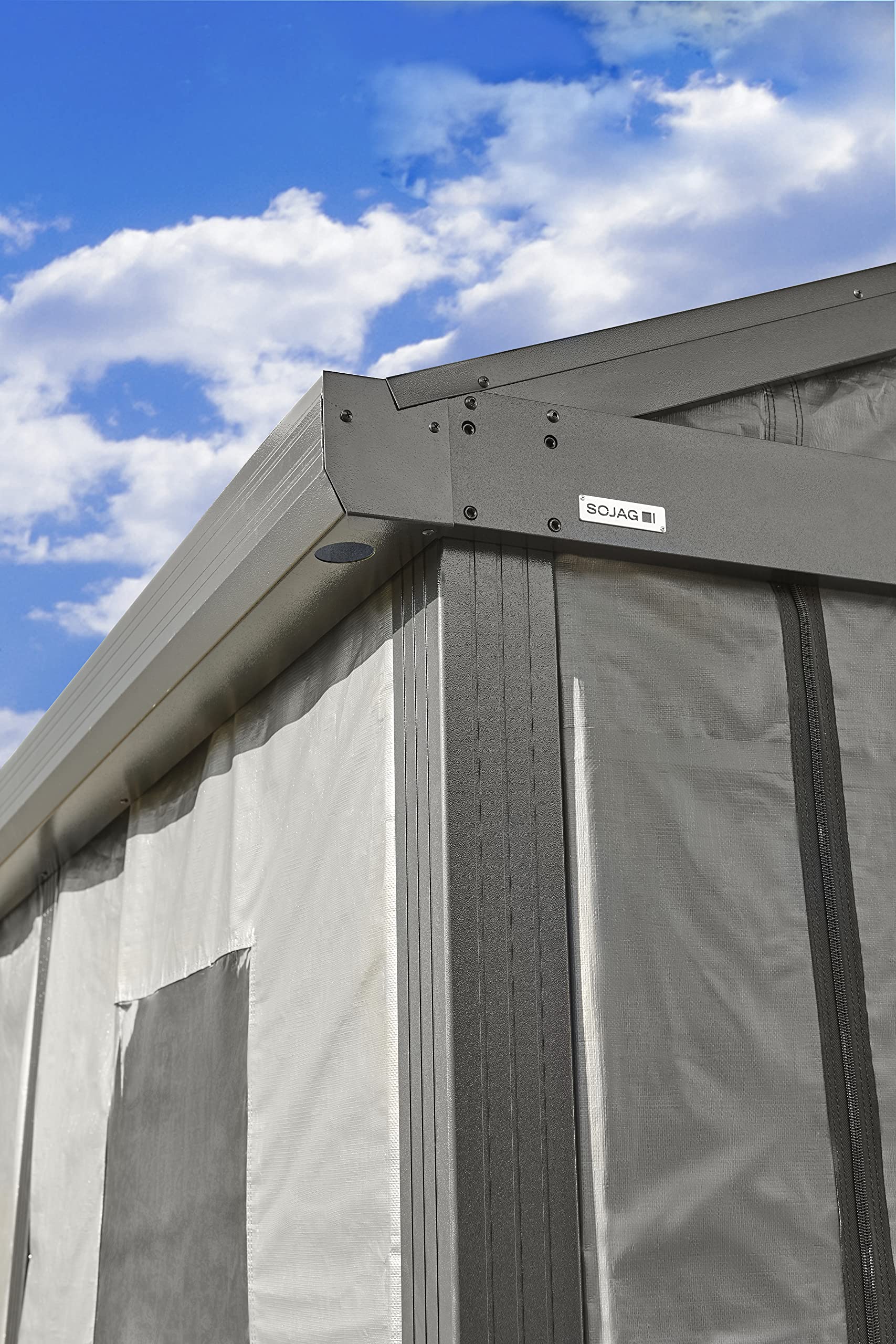 Sojag 12' x 20' Samara Carport Canopy with Grey Fabric Wall Enclosure Kit (135-9165845) - Perfect for Outdoor Vehicle Shelter, RV Cover, and Backyard Storage Protection