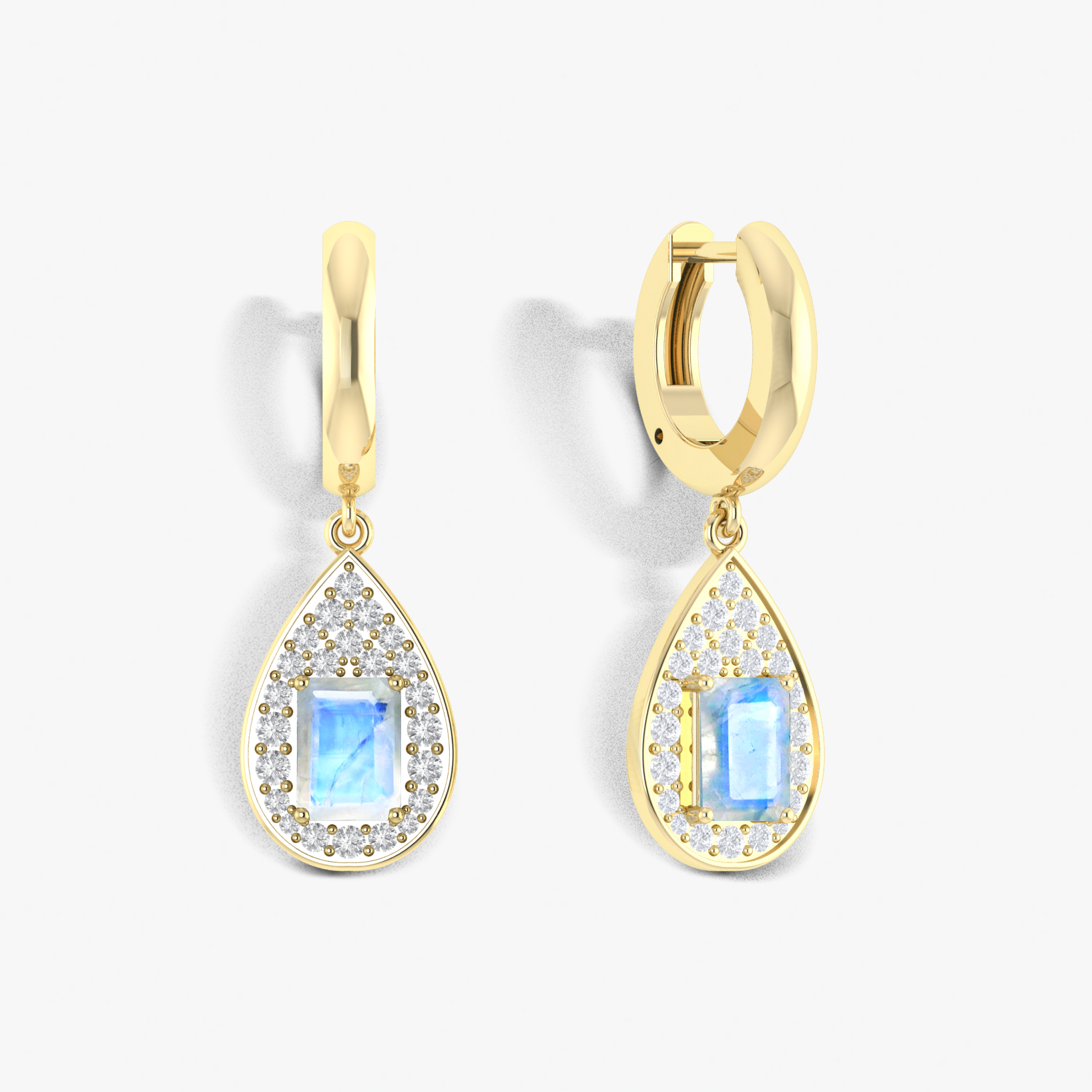 Natural Moonstone Hoop Drop Earrings for Women - Genuine Gemstone Dangle Earrings for Everyday Wear & Special Occasions