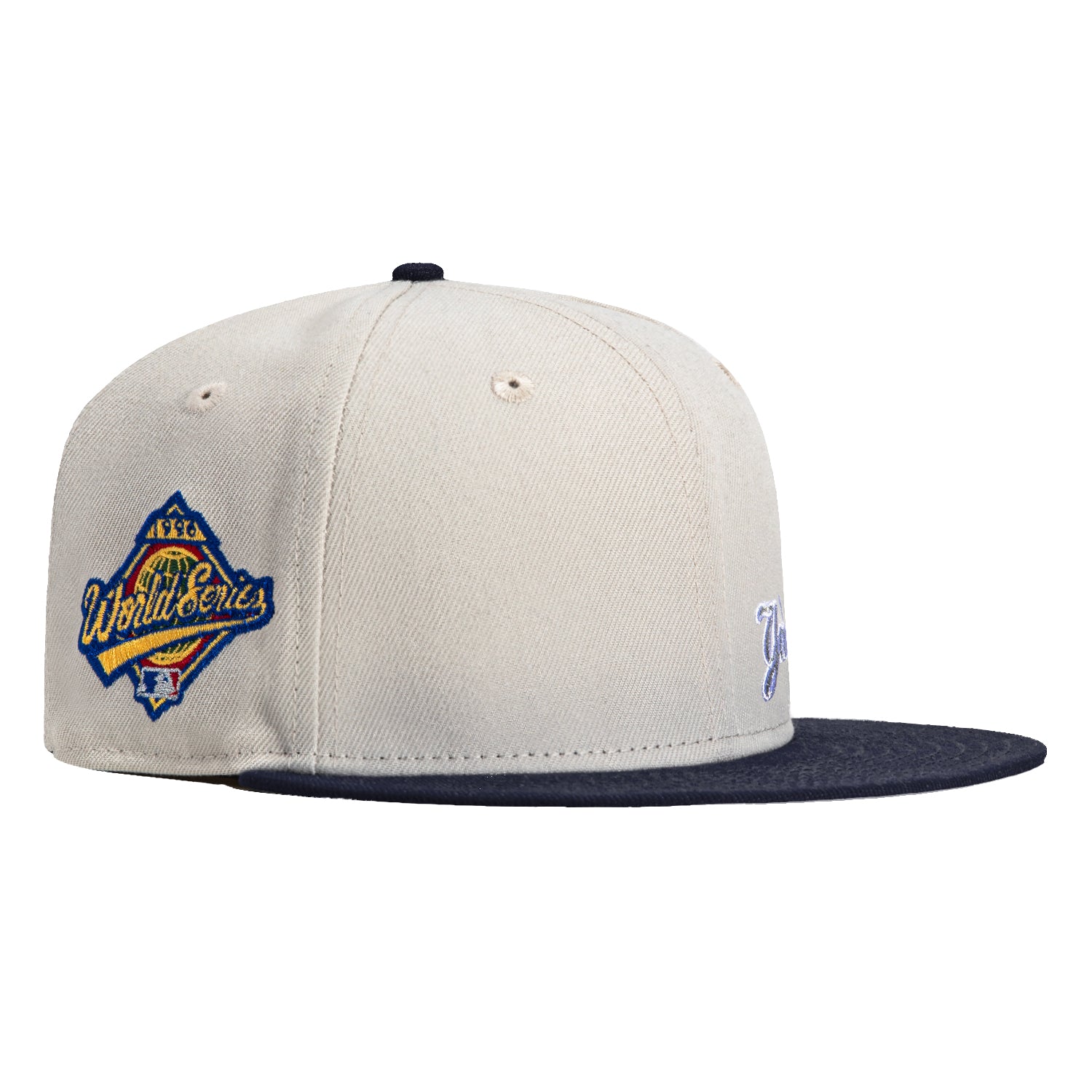 New Era 59Fifty Flawless Script New York Yankees 1996 World Series Patch Hat - Stone Navy | Official MLB Baseball Cap for Yankees Fans, Sports Events & Streetwear Fashion