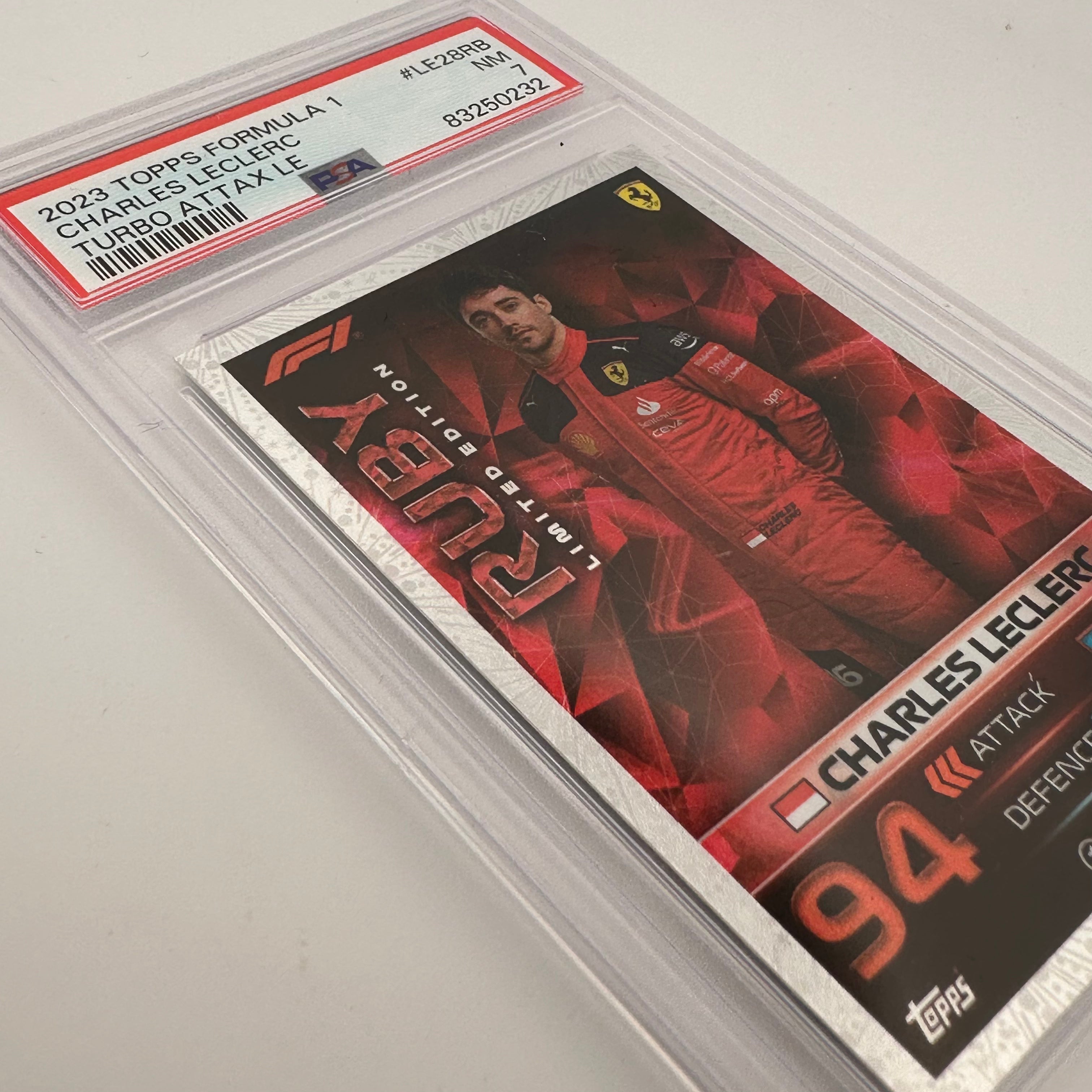 PSA 7 Charles Leclerc #LE28RB Ruby Limited Edition F1 Racing Card - Collectible Trading Card for Formula 1 Fans & Sports Memorabilia Enthusiasts - Perfect for Display, Trading, and Investment