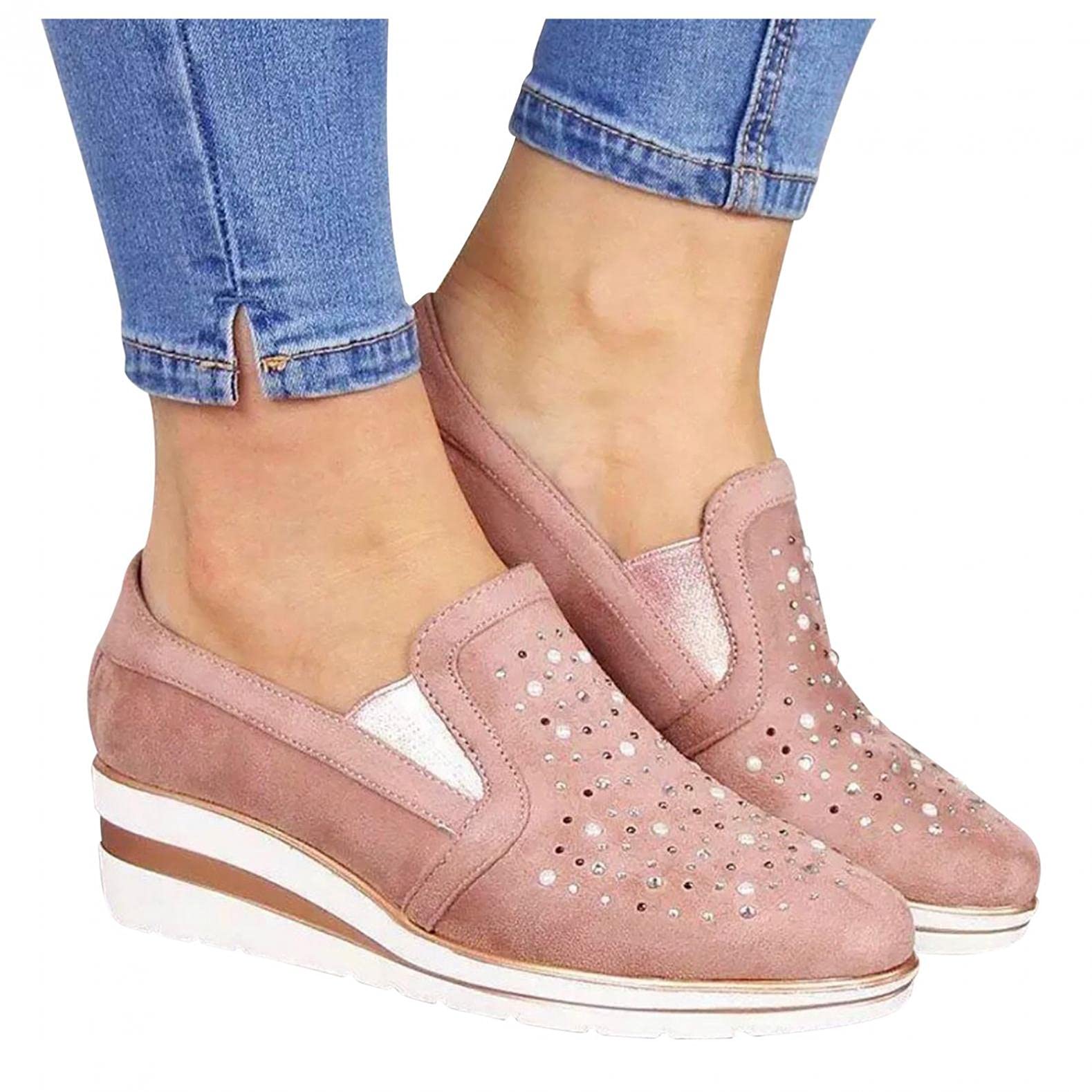 siilsaa Women's Sparkly Glitter Platform Sneakers - Lightweight Slip-On Casual Shoes for Walking, Fashion & Everyday Wear | Perfect for Work, Travel & Outfits