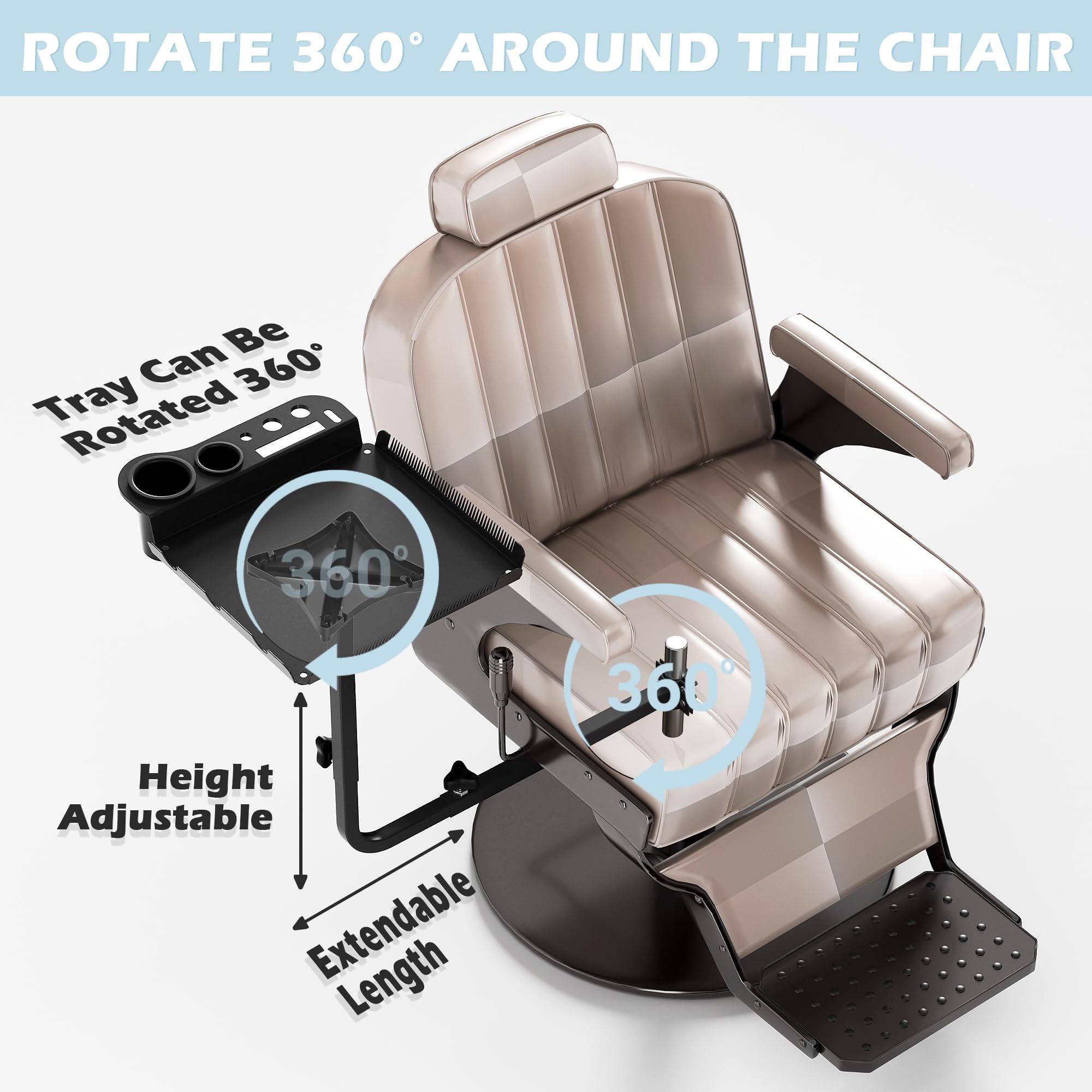 Yeshine Hair Extension Tool Tray - Metal Styling Chair Attachment with 360° Rotation | Perfect for Salon Hairstylists & Home Hairdressing | Organize Clips, Brushes & Hair Dye Supplies