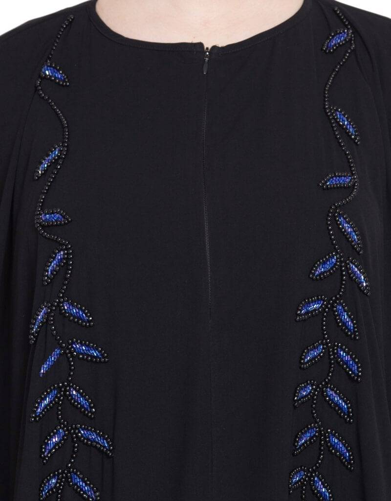 Handmade Iranian Arabic Kaftan - Black & Blue Traditional Embroidered Dress for Women | Perfect for Weddings, Parties & Special Occasions