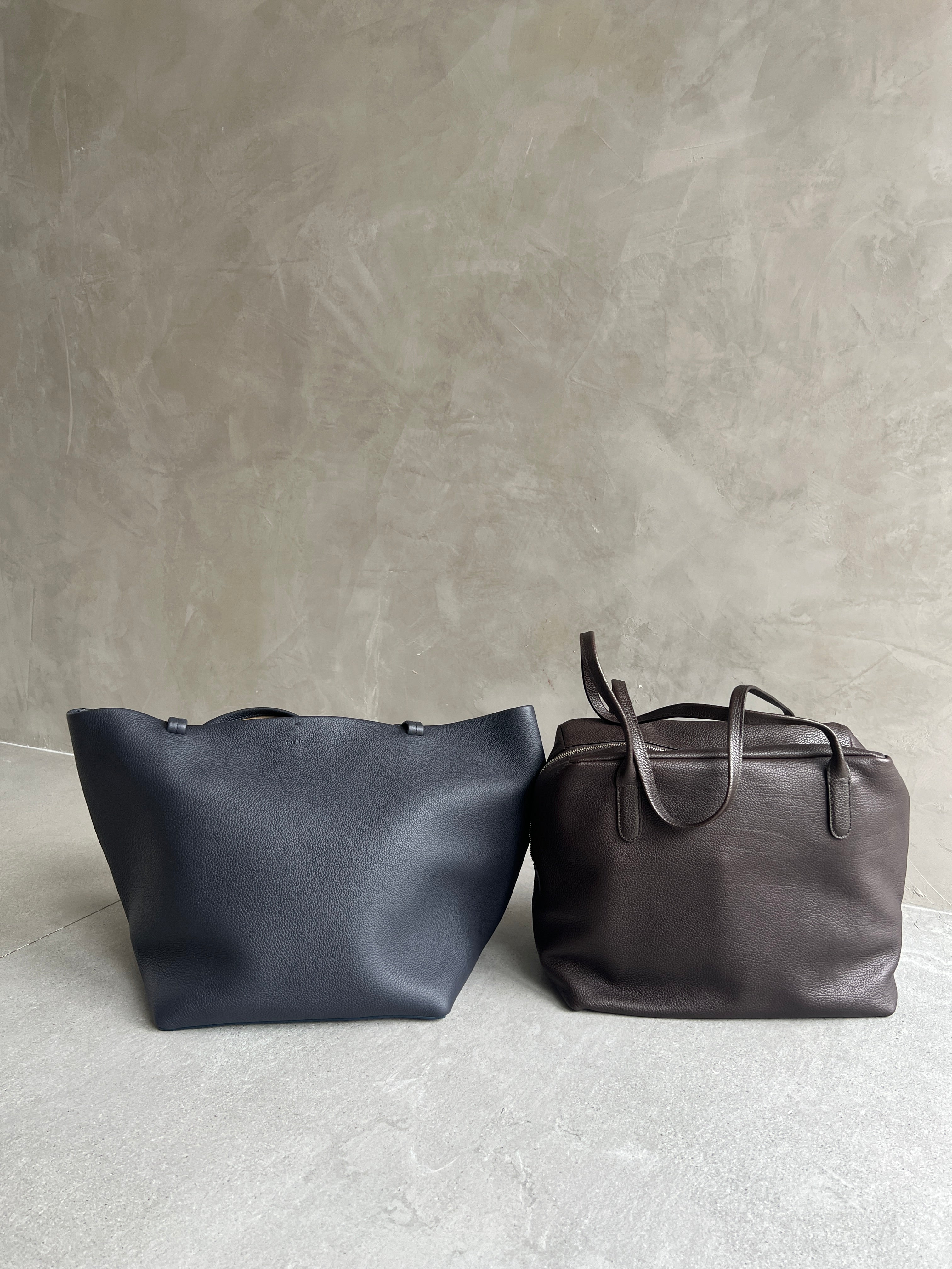 Premium Leather Park Tote Three - Stylish Grained Marine Blue Handbag for Women | Perfect for Work, Travel & Everyday Use