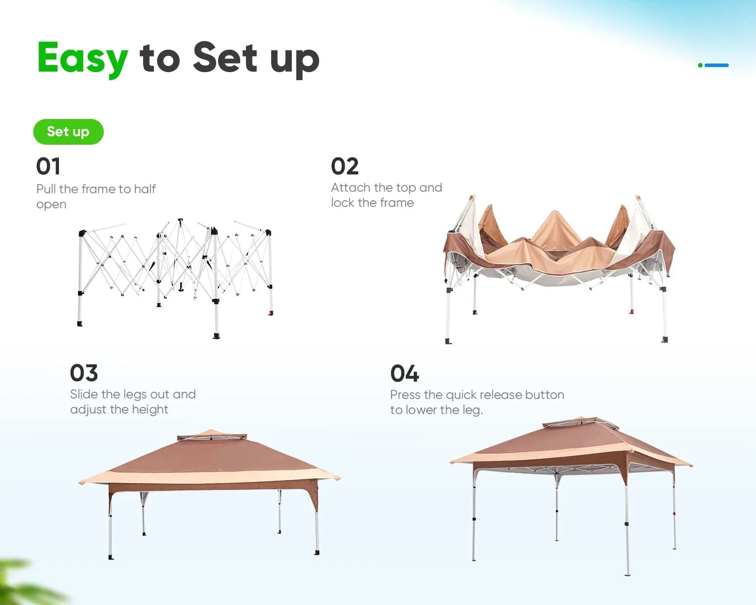 12' x 12' Instant Pop Up Canopy Tent with Carry Bag - Portable Outdoor Shelter for Camping, Beach, Picnics & Backyard Parties