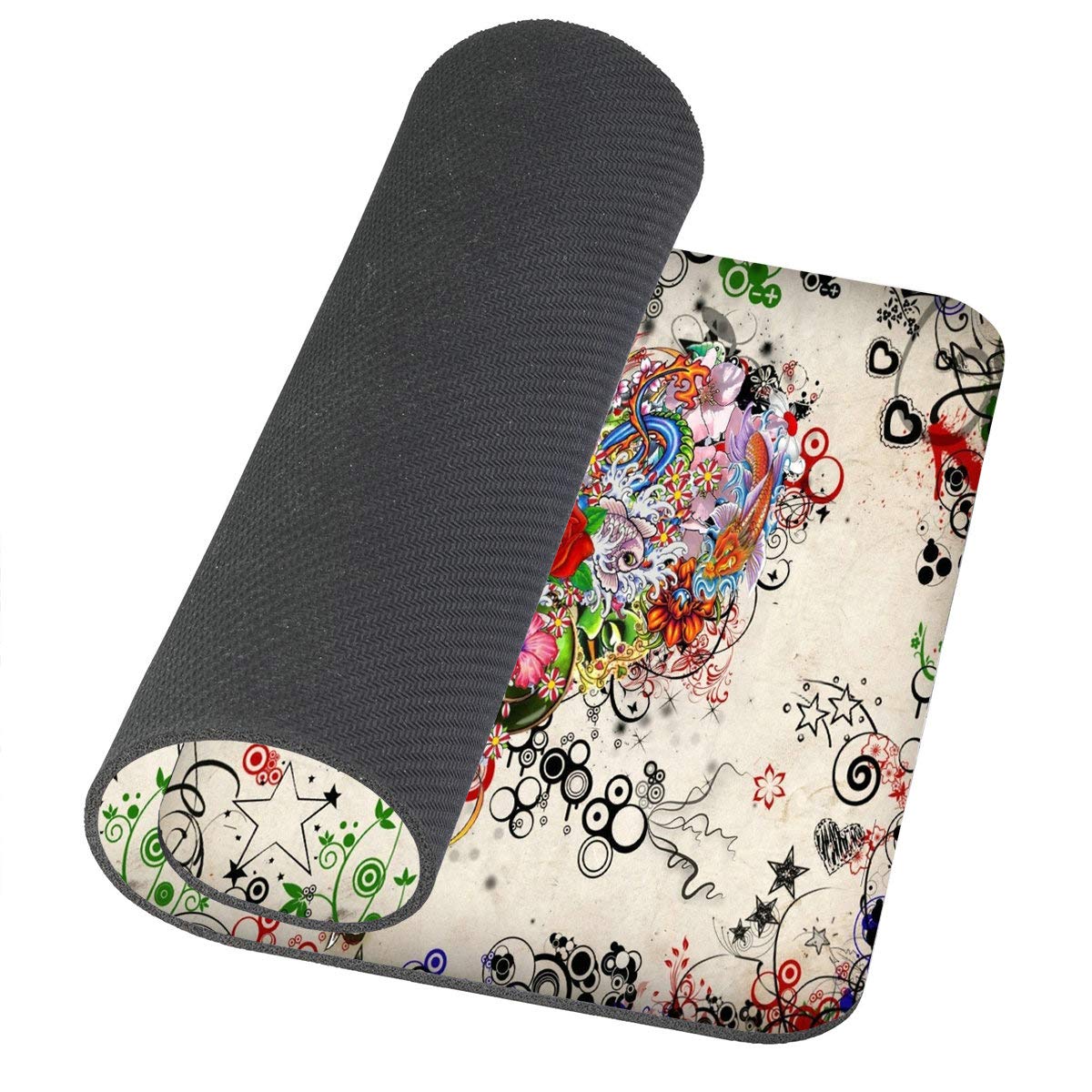 Tattoo Heart Design Gaming Mouse Pad - Non-Slip Rubber Base & Smooth Fabric Surface for PC, Laptop, Mac - Perfect for Gamers, Office Work & Home Use