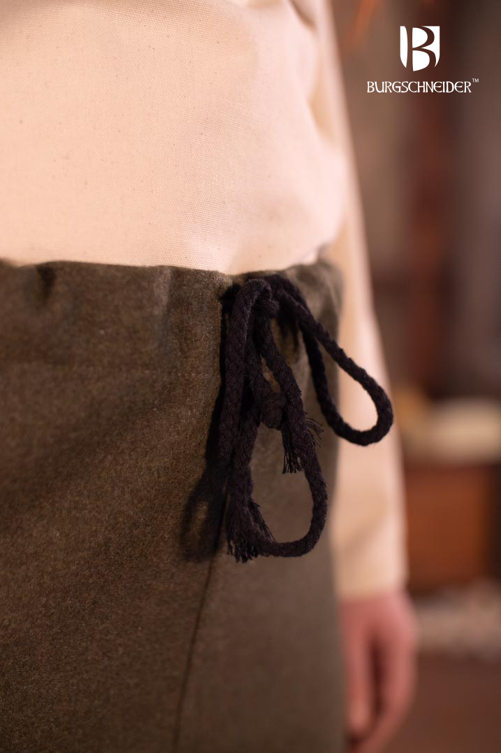 Viking Age Skjoldehamn Pants - Authentic Medieval Norse Trousers in Olive Green for LARP, Reenactment & Historical Costuming