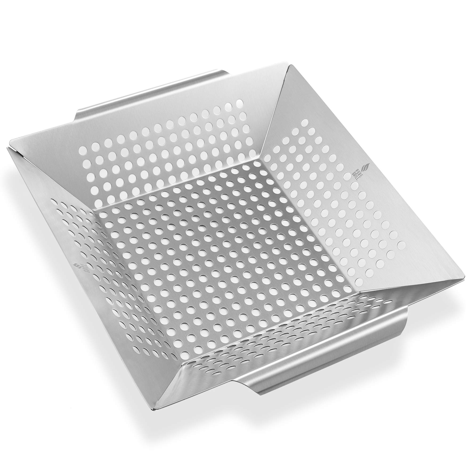 Stainless Steel BBQ Grill Basket for Vegetables - Heavy Duty Grill Wok Pan Tray for Outdoor Cooking, Camping & Backyard Barbecue - Perfect for Grilling Zucchini, Peppers, Onions & More