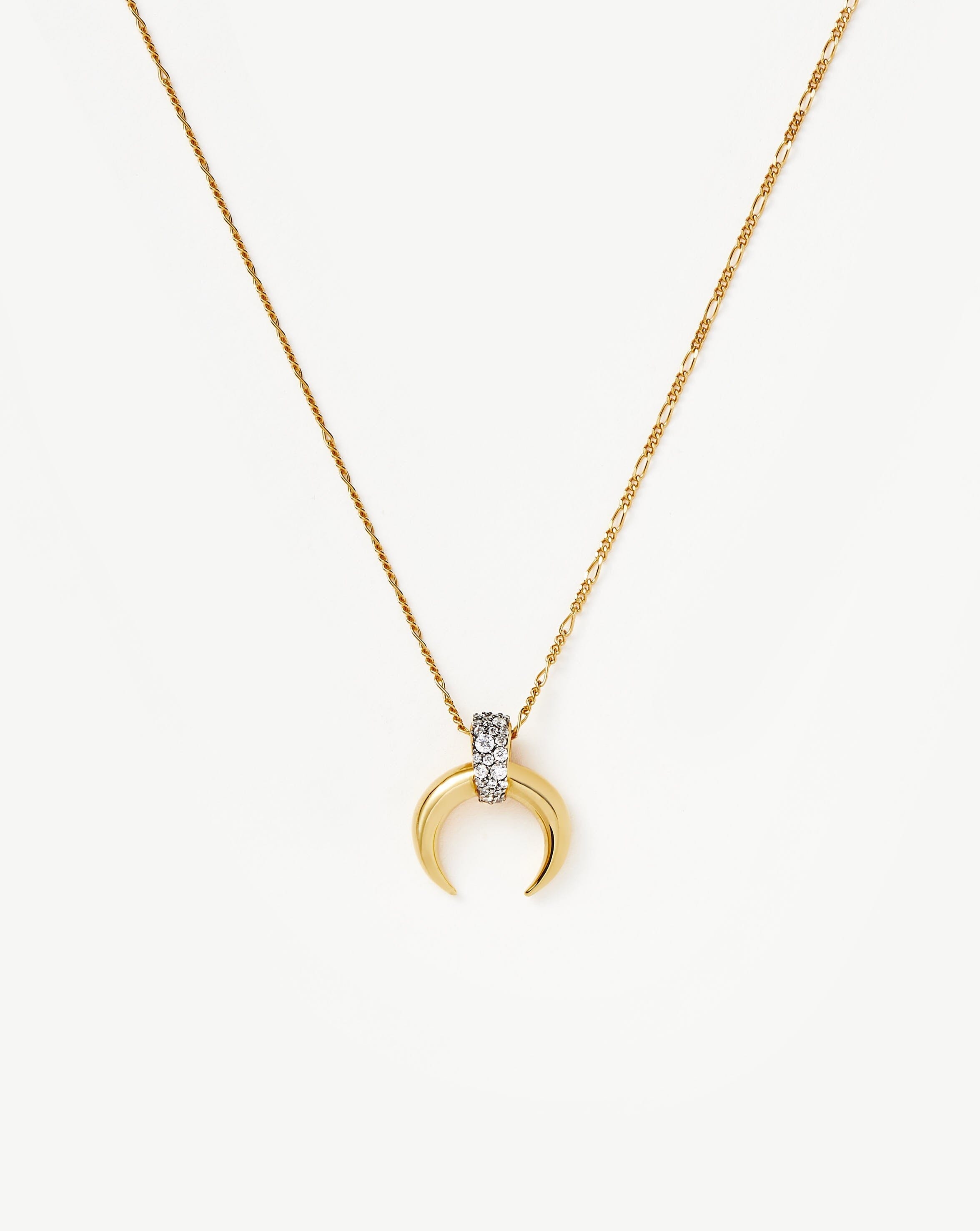 Lucy Williams Pavé Horn Pendant Necklace - 18k Gold Vermeil & Cubic Zirconia Jewelry | Elegant Statement Necklace for Women, Perfect for Parties, Weddings & Everyday Wear