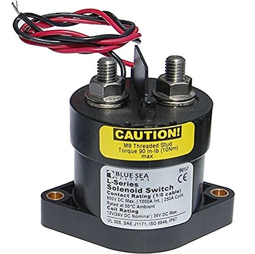 Blue Sea Systems Heavy Duty Solenoid Switch 12V/24V DC with Coil Economizer - Marine, RV, and Off-Grid Power Management Solution