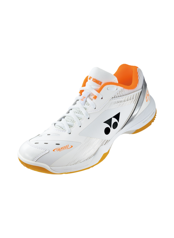 Yonex Power Cushion 65 Z3 Wide Badminton Shoes for Men & Women - White/Orange - Comfortable Court Shoes for Badminton, Tennis & Indoor Sports