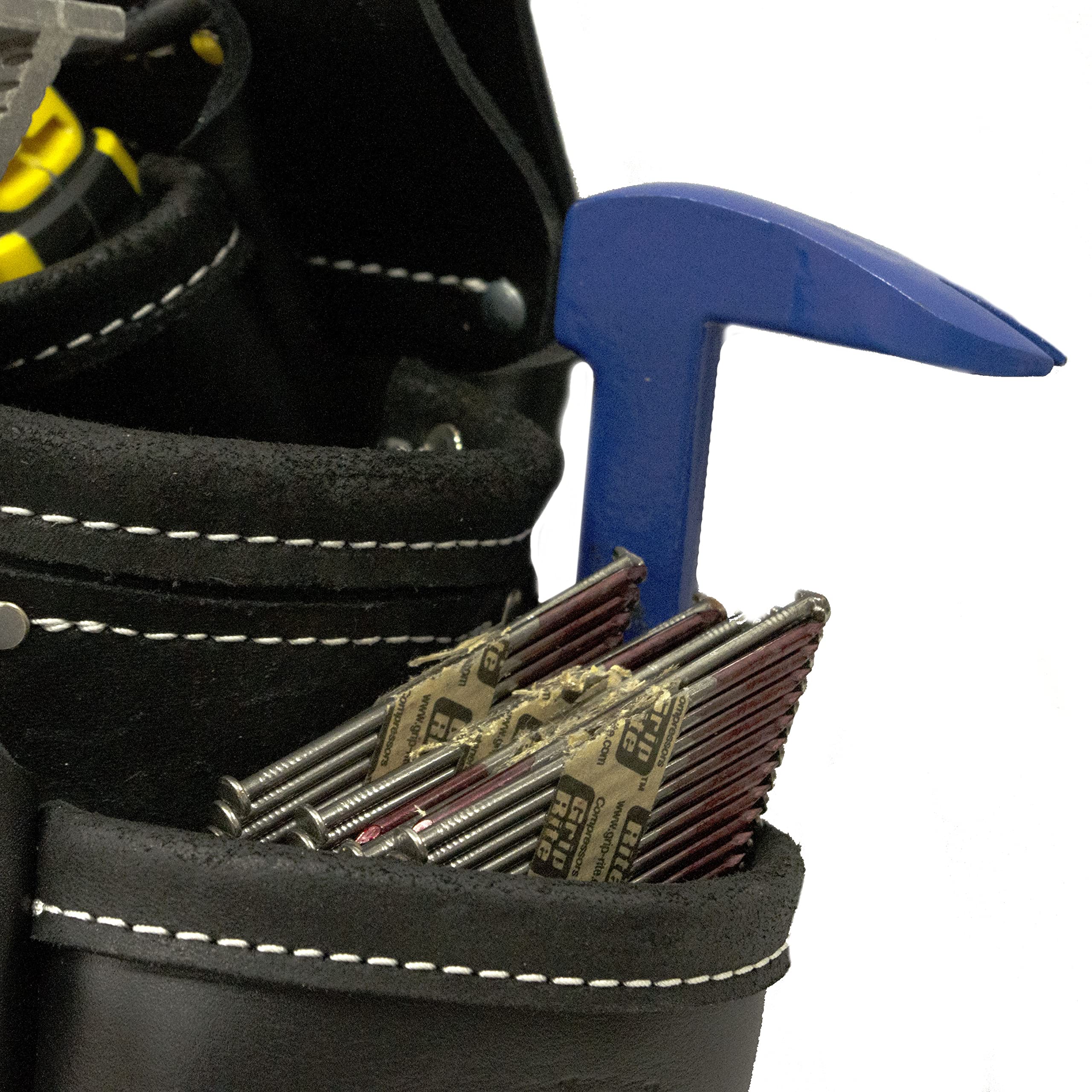 Premium Heavy-Duty Carpenter Leather Nail Bag with Long Pouch - Professional Tool Belt for Woodworking & Construction - Durable Workwear Accessory for Carpenters, Roofers & DIY Projects - RUDEDOG USA #1253