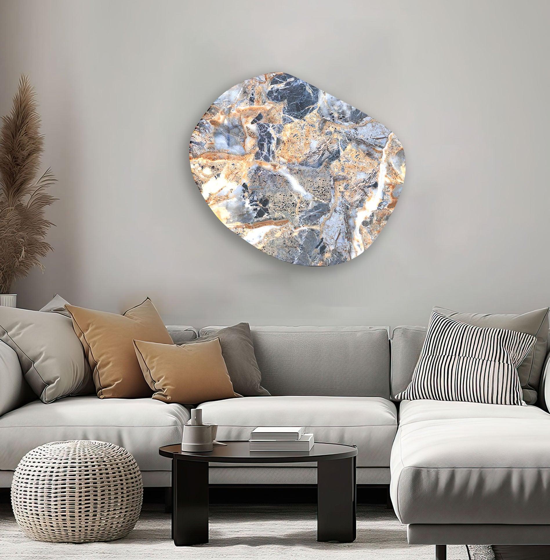 Blue Marble Printing Oval Glass Wall Art - Handmade Modern Home Decor for Living Room, Bedroom & Office - Perfect Gift for Housewarming & Holidays