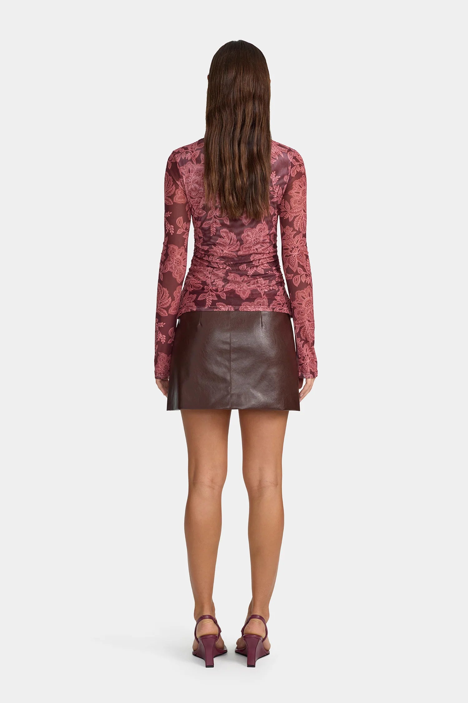 Azalea Plum Paisley Mesh Top for Women - Floral Print Sheer Blouse - Summer Boho Chic Tops for Casual Wear, Beach Outfits & Music Festivals