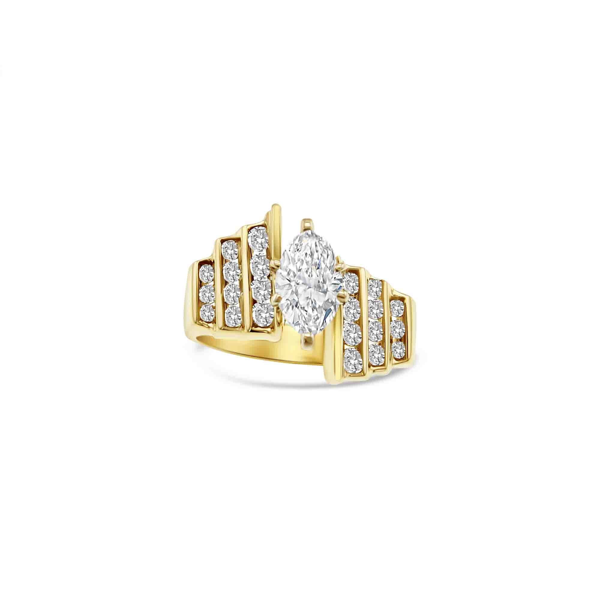 Exquisite Marquise Diamond Engagement Ring with Diamond Accents - Perfect for Proposals, Anniversaries & Special Occasions