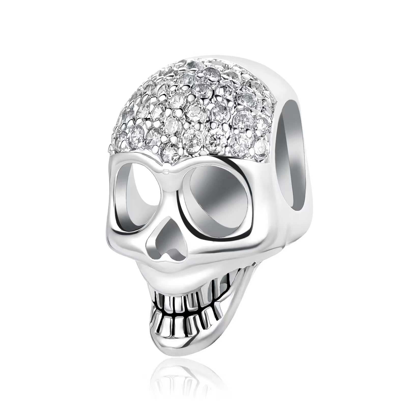 KunBead Sugar Skull Halloween Birthstone Bead Charms - Compatible with Pandora Bracelets, Unique Birthday Gifts for Women & Girls | Perfect for Halloween Costumes, Jewelry Making & Special Occasion Presents